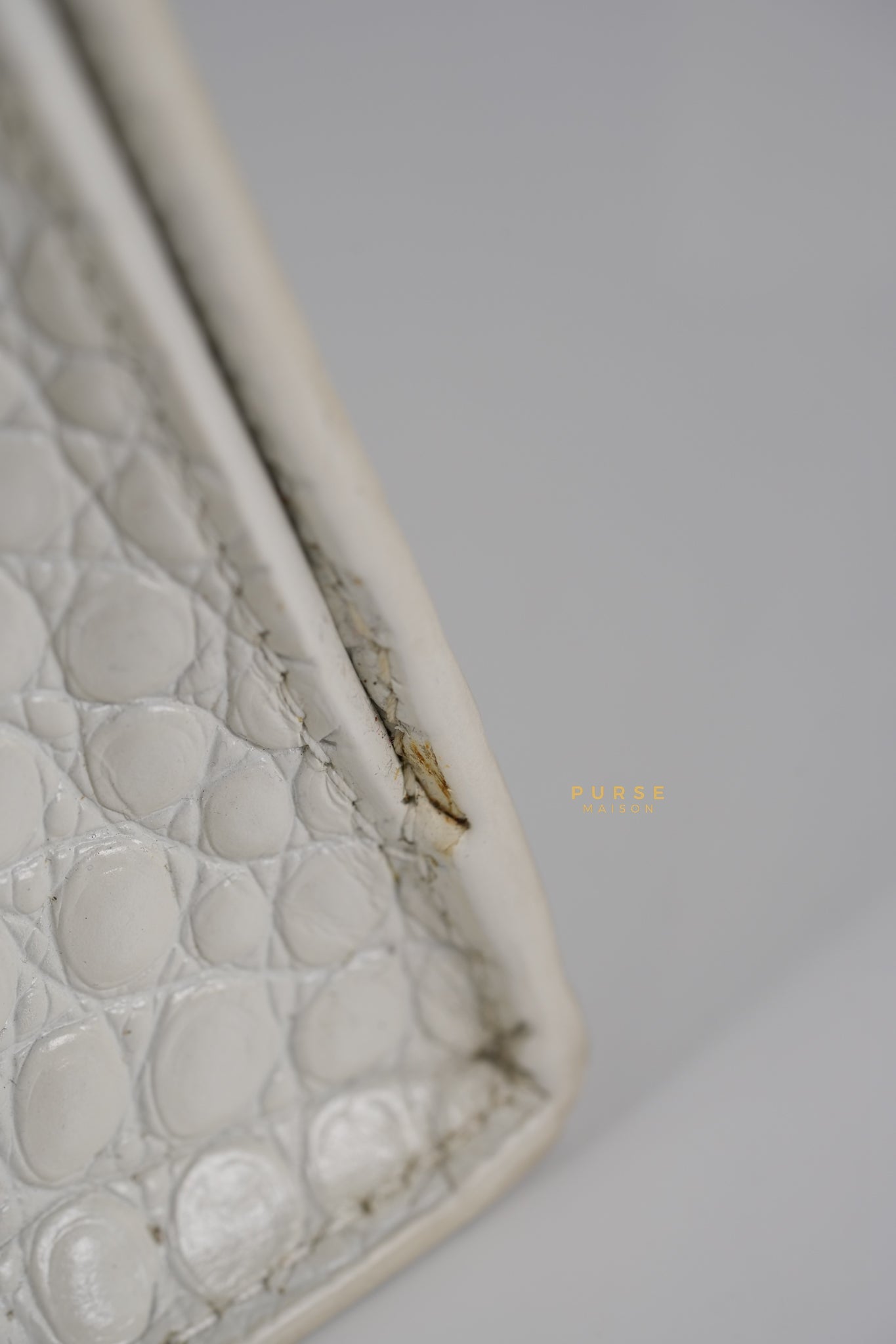 Balenciaga White Hourglass Croc Embossed Bag | Purse Maison Luxury Bags Shop