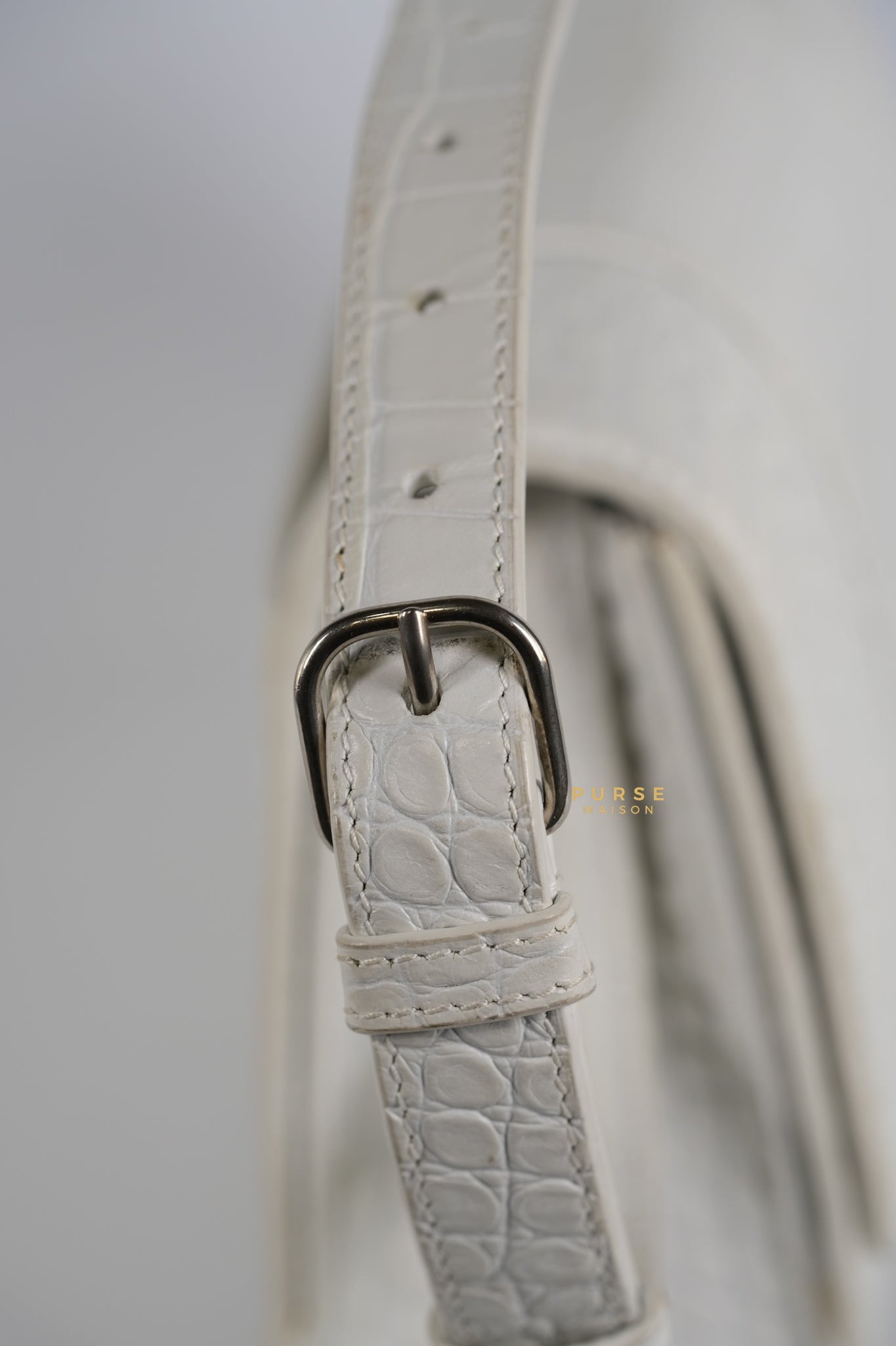 Balenciaga White Hourglass Croc Embossed Bag | Purse Maison Luxury Bags Shop