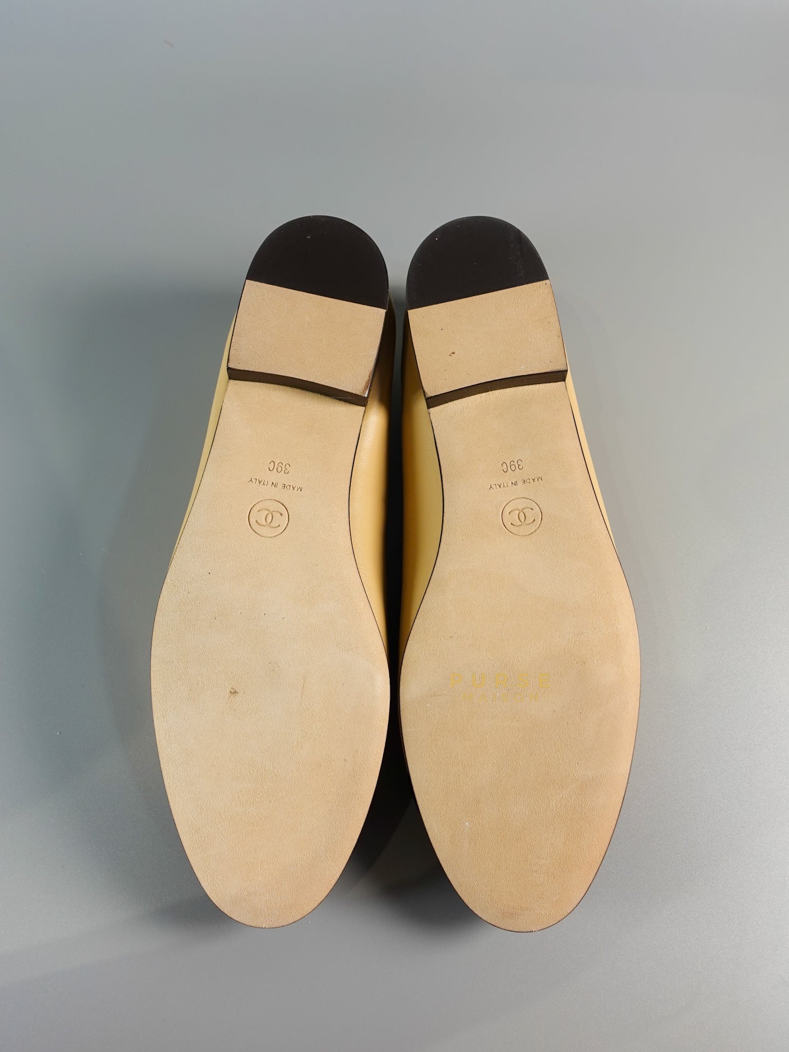 Ballerina Calfskin Cream Flats Size 39 EUR (25.5cm) | Purse Maison Luxury Bags Shop