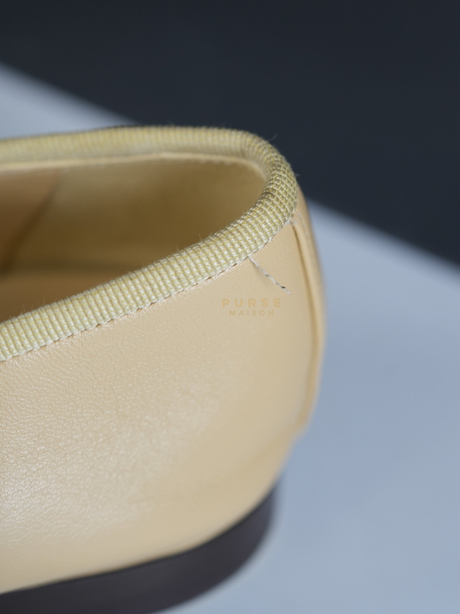 Ballerina Flats Beige/ Black Calfskin Leather Size 38 EU (24cm) | Purse Maison Luxury Bags Shop