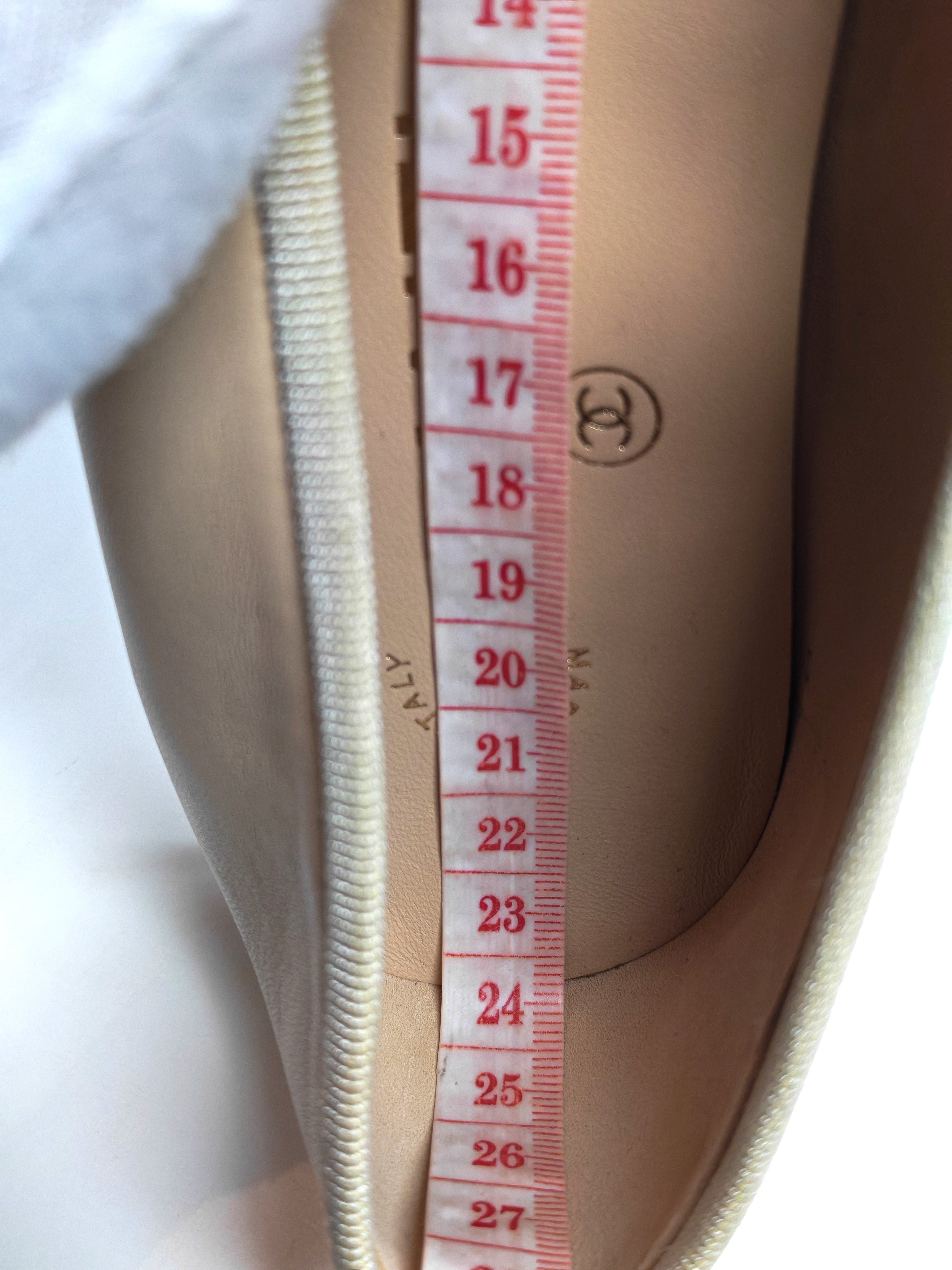 Ballerina Flats Iin Beige & Black Calfskin Leather Size 36.5EU (23 cm) | Purse Maison Luxury Bags Shop