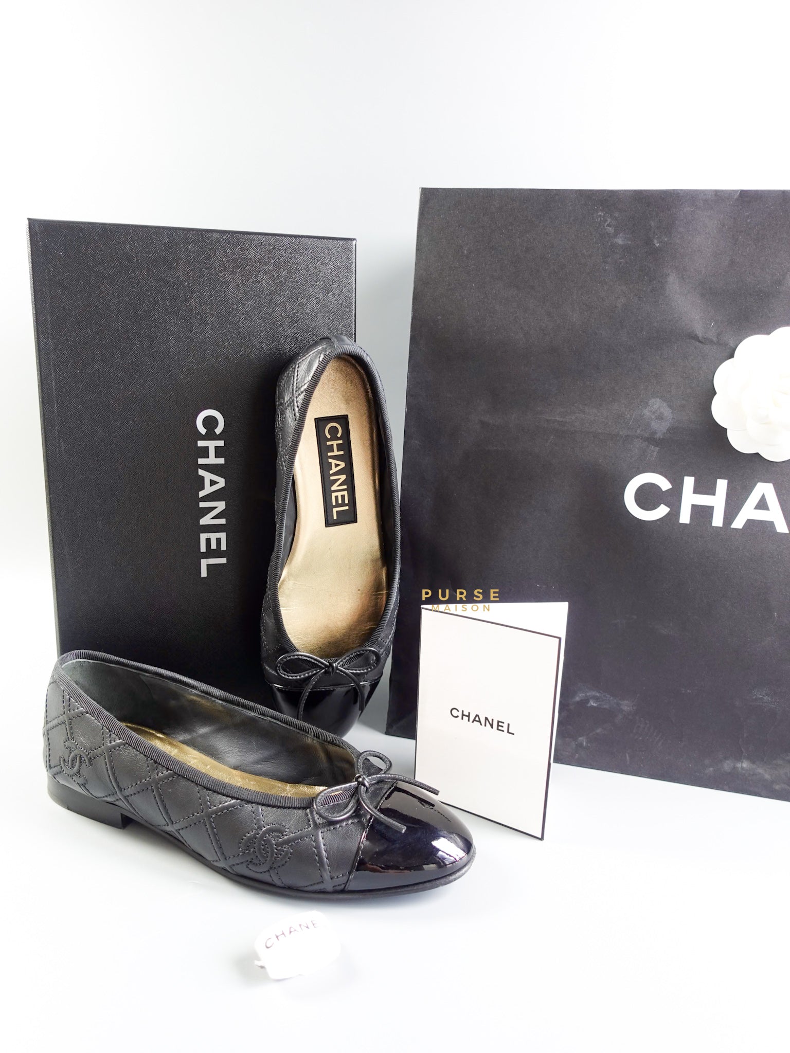 Ballerina Flats Noir Size 38 EU | Purse Maison Luxury Bags Shop