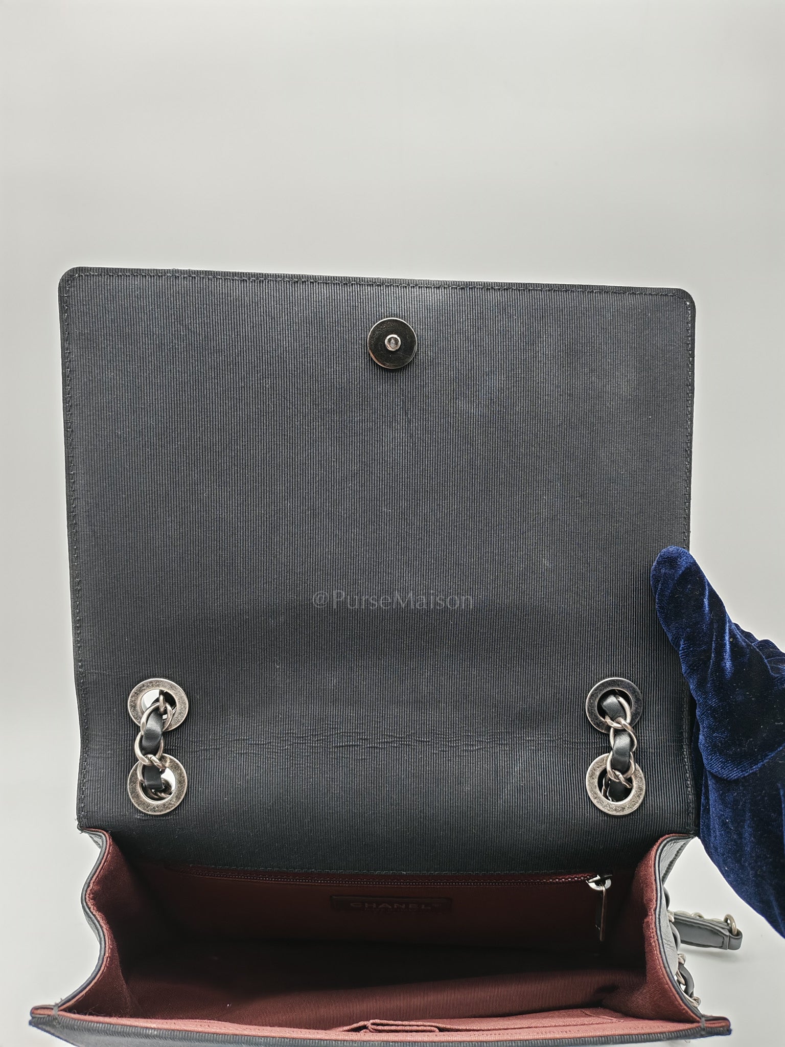 Ballerine Flap Bag in Black/Tan Quilted Lambskin Leather & Ruthenium Hardware Series 23 | Purse Maison Luxury Bags Shop