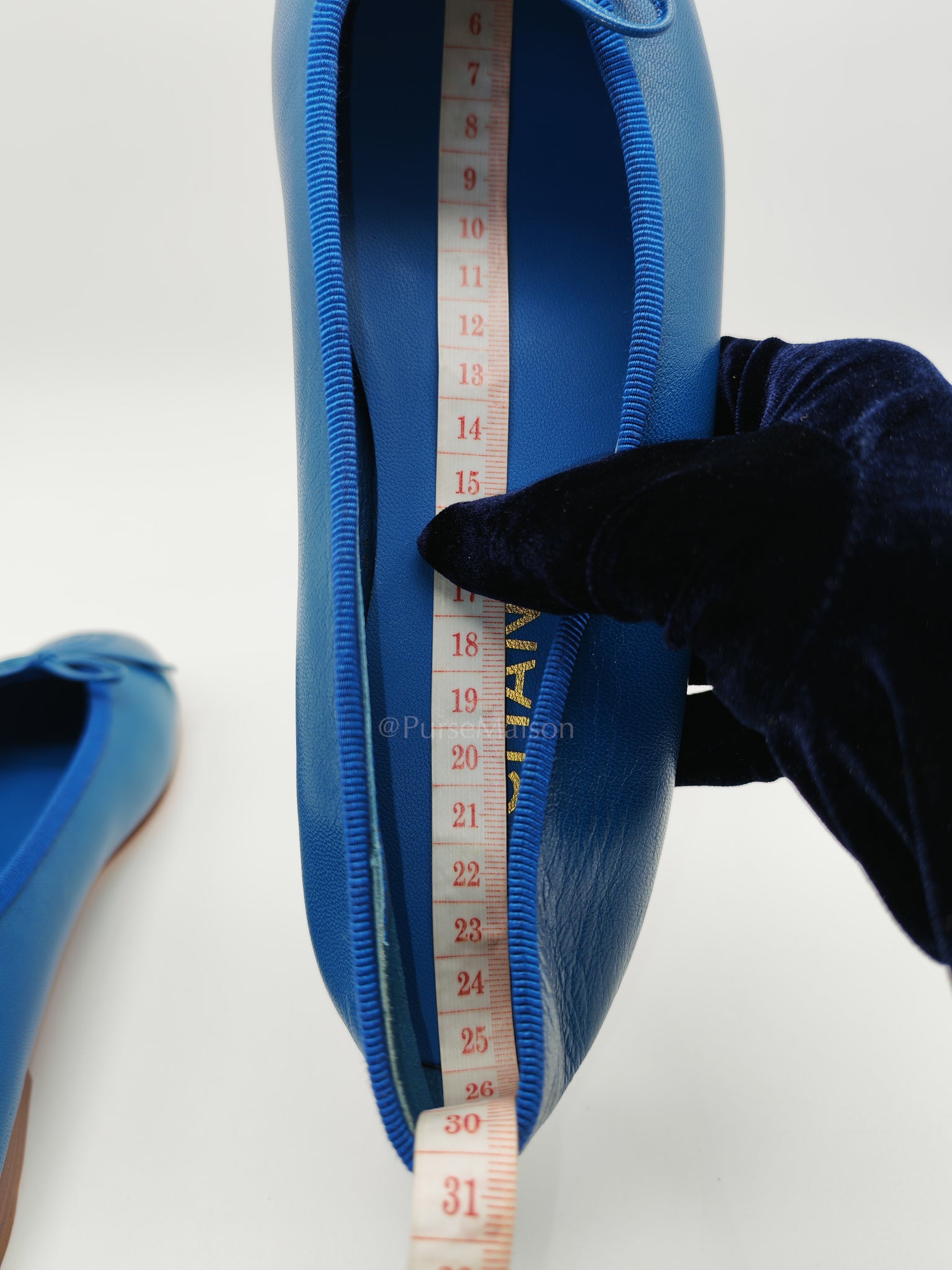Ballet Flats in Blue Lambskin Leather Size 38EU (24cm) | Purse Maison Luxury Bags Shop
