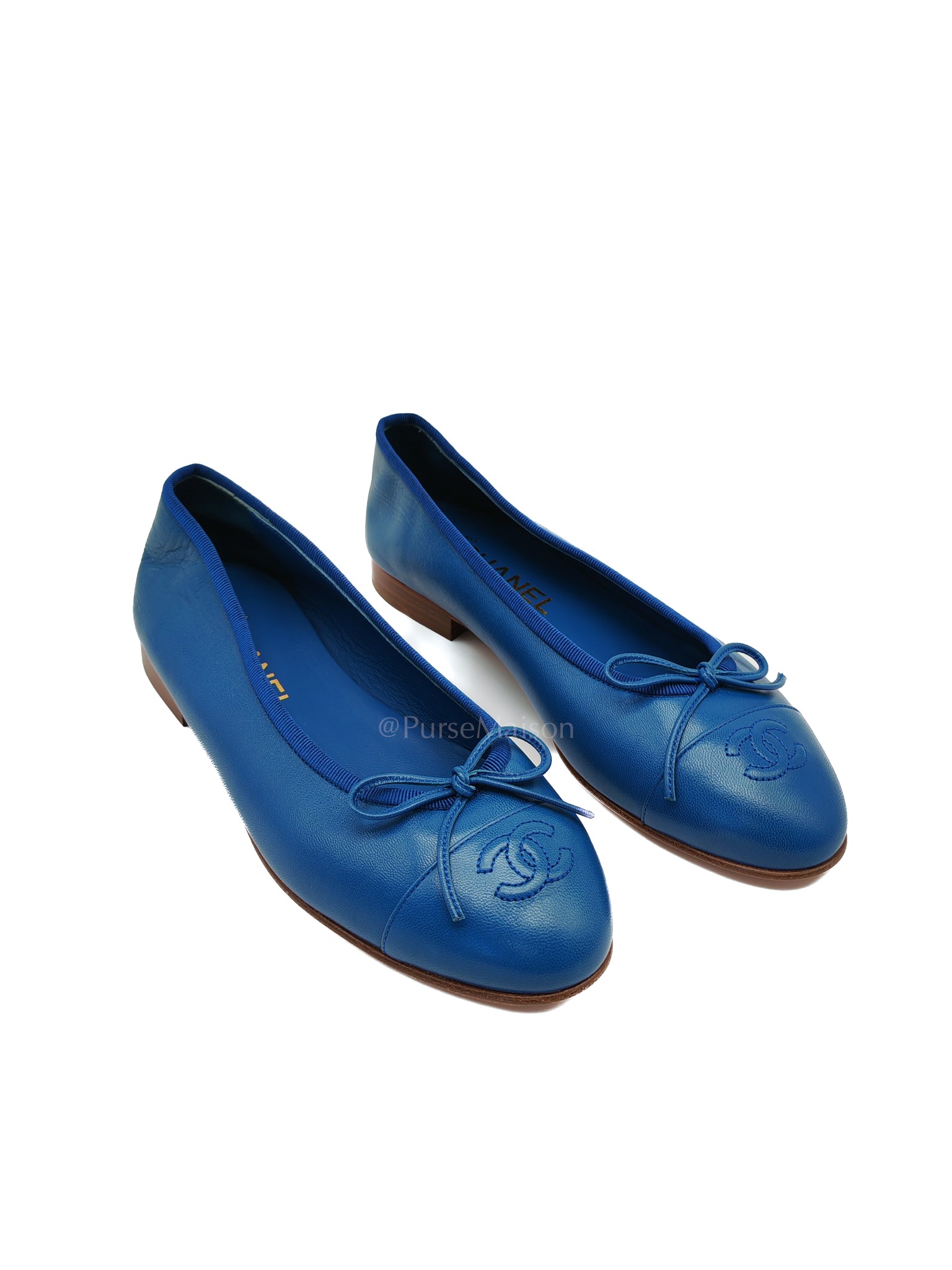 Ballet Flats in Blue Lambskin Leather Size 38EU (24cm) | Purse Maison Luxury Bags Shop