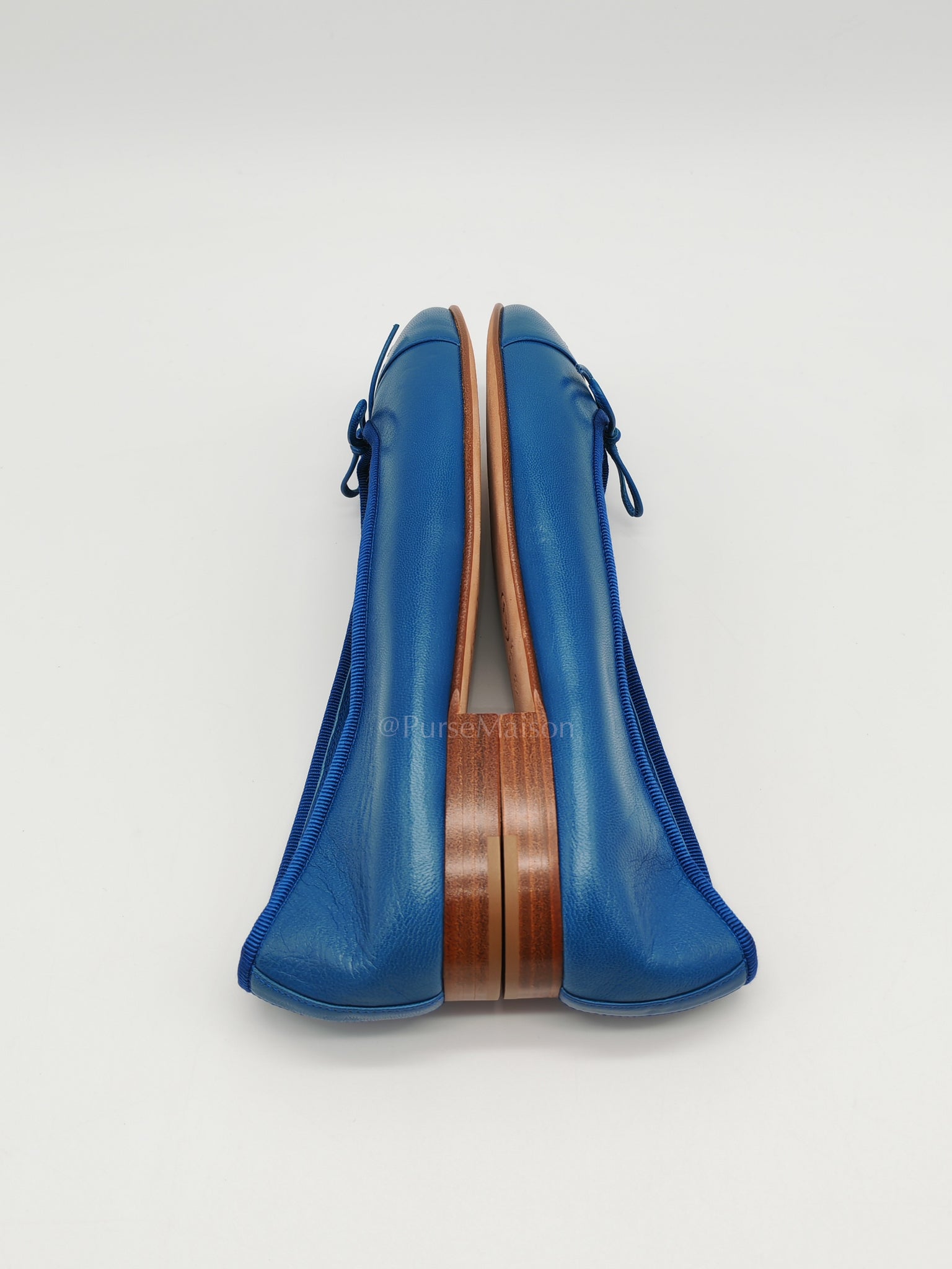 Ballet Flats in Blue Lambskin Leather Size 38EU (24cm) | Purse Maison Luxury Bags Shop