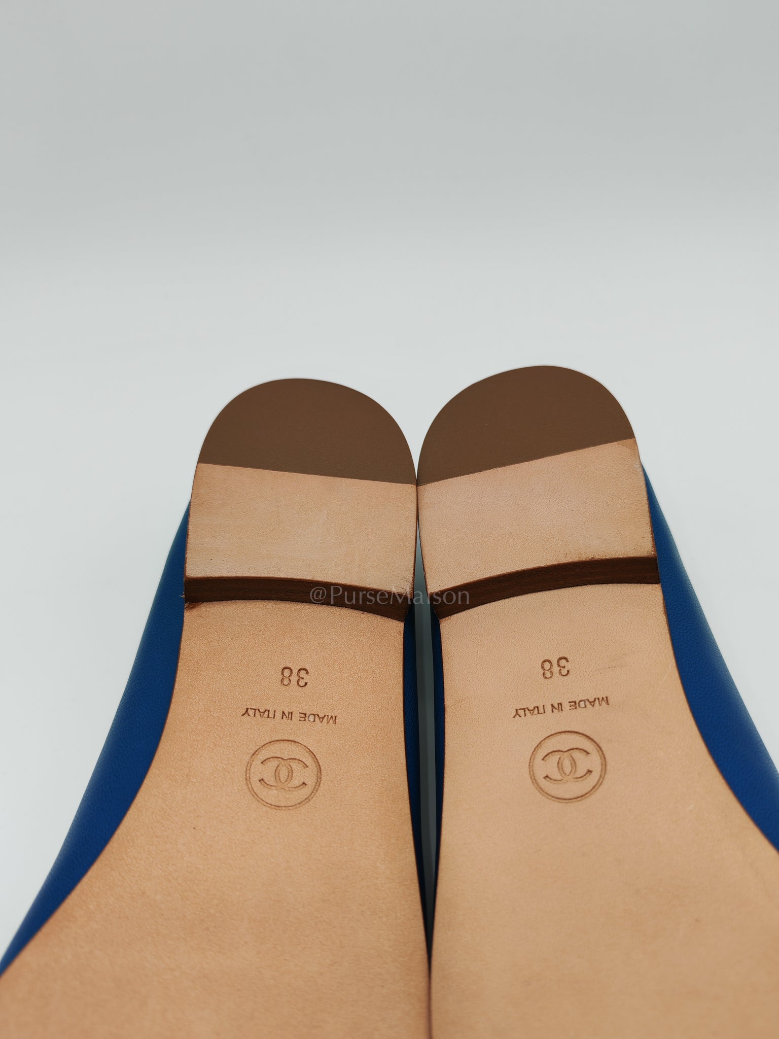 Ballet Flats in Blue Lambskin Leather Size 38EU (24cm) | Purse Maison Luxury Bags Shop