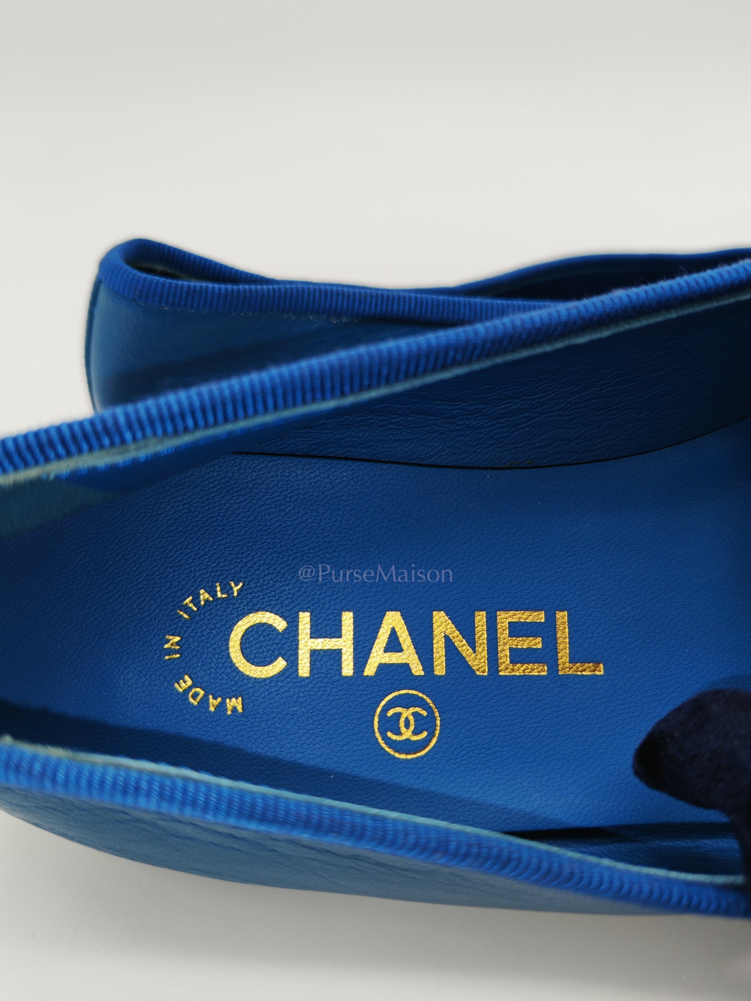 Ballet Flats in Blue Lambskin Leather Size 38EU (24cm) | Purse Maison Luxury Bags Shop