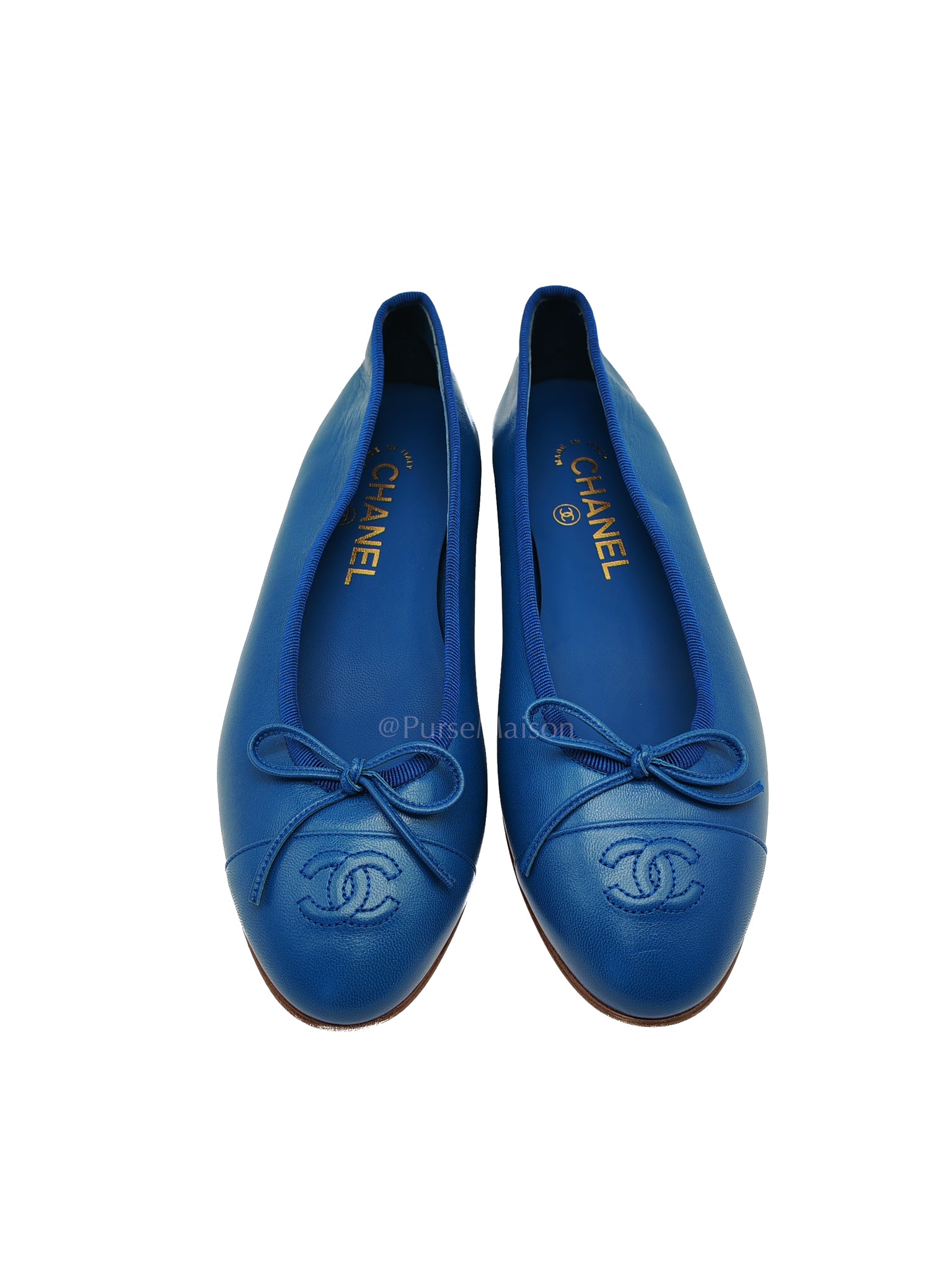 Ballet Flats in Blue Lambskin Leather Size 38EU (24cm) | Purse Maison Luxury Bags Shop