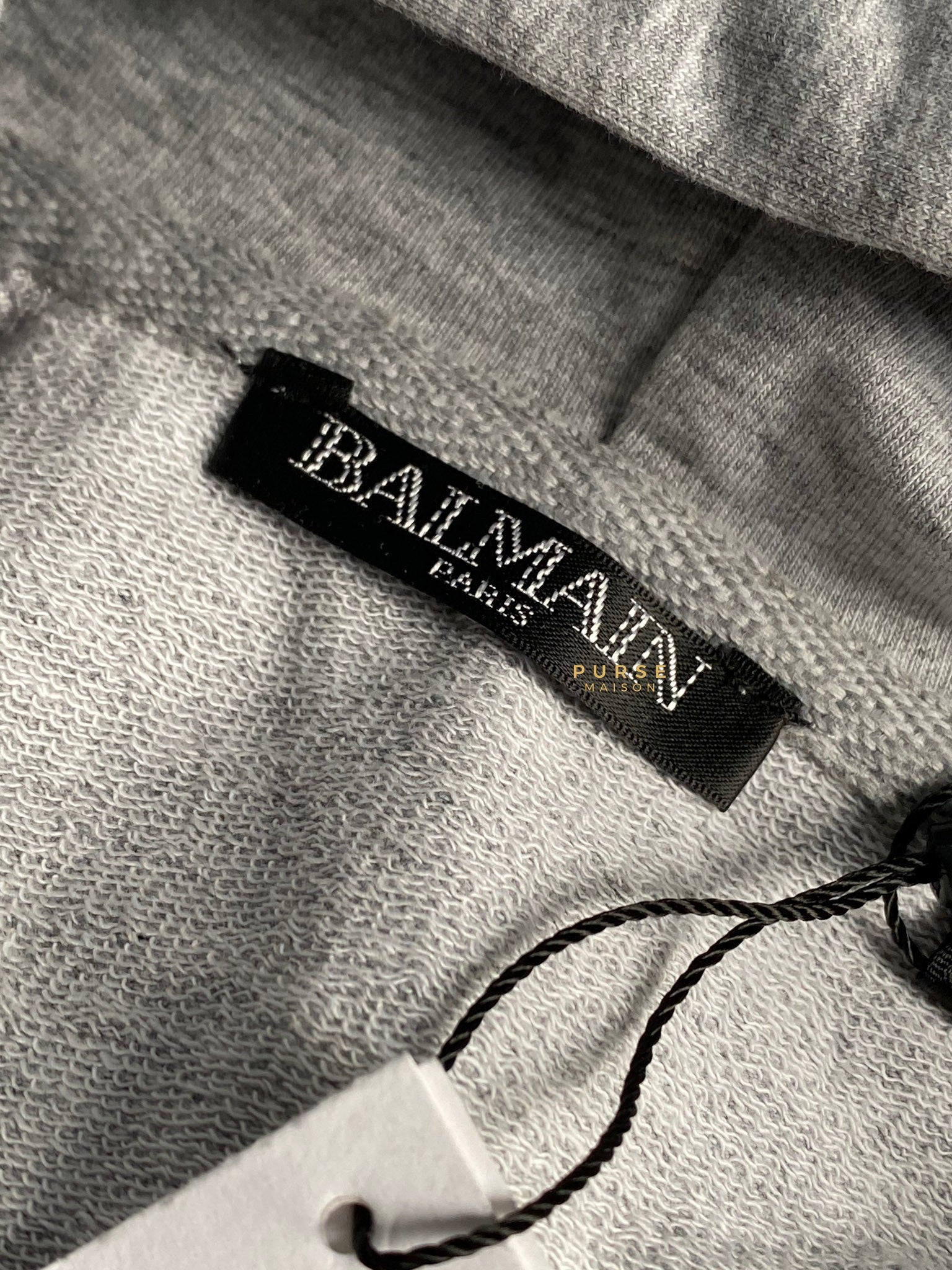 Balmain Gray Logo Cotton Hoodie (Size Extra Small)