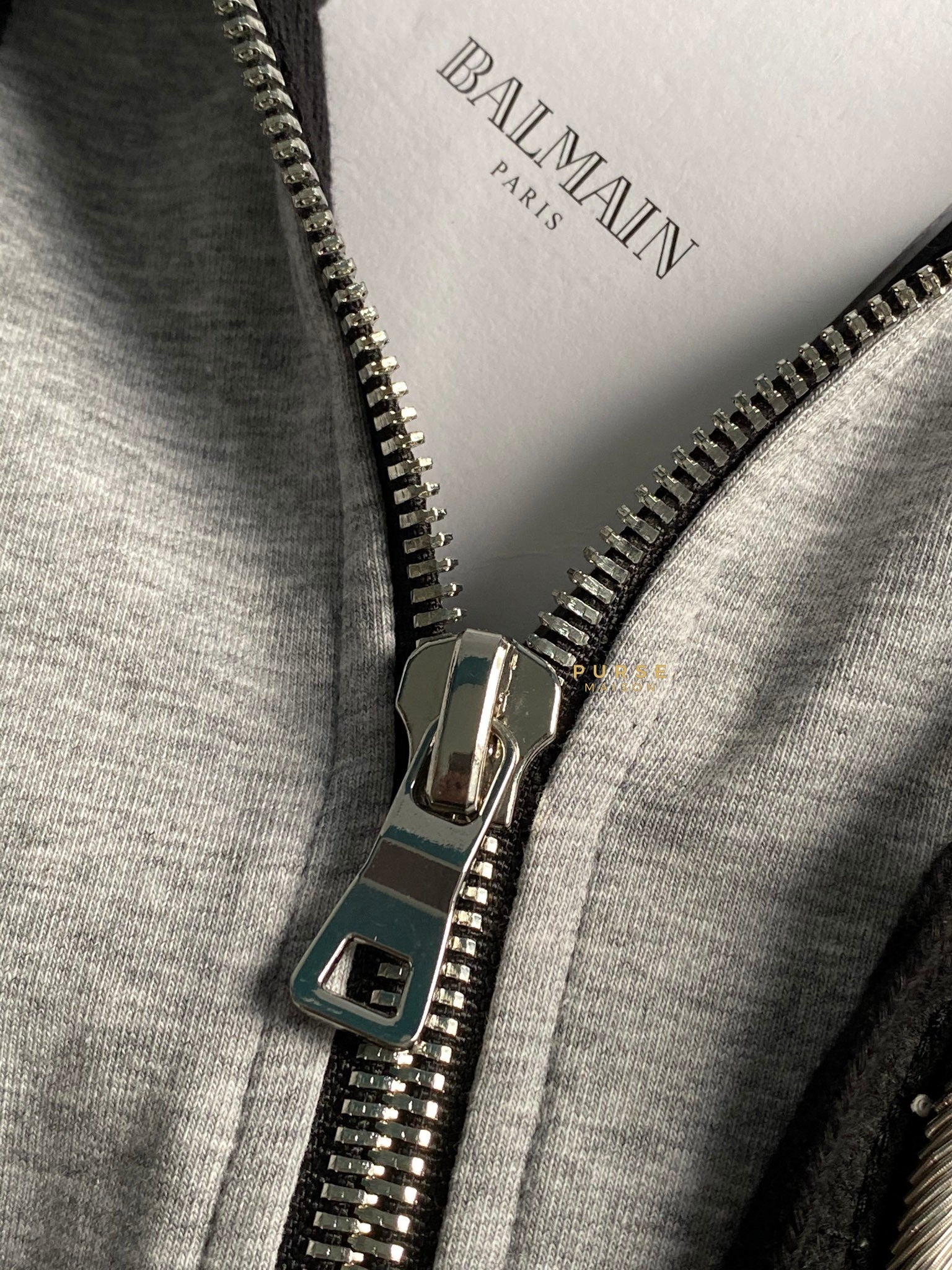 Balmain Gray Logo Cotton Hoodie (Size Extra Small)