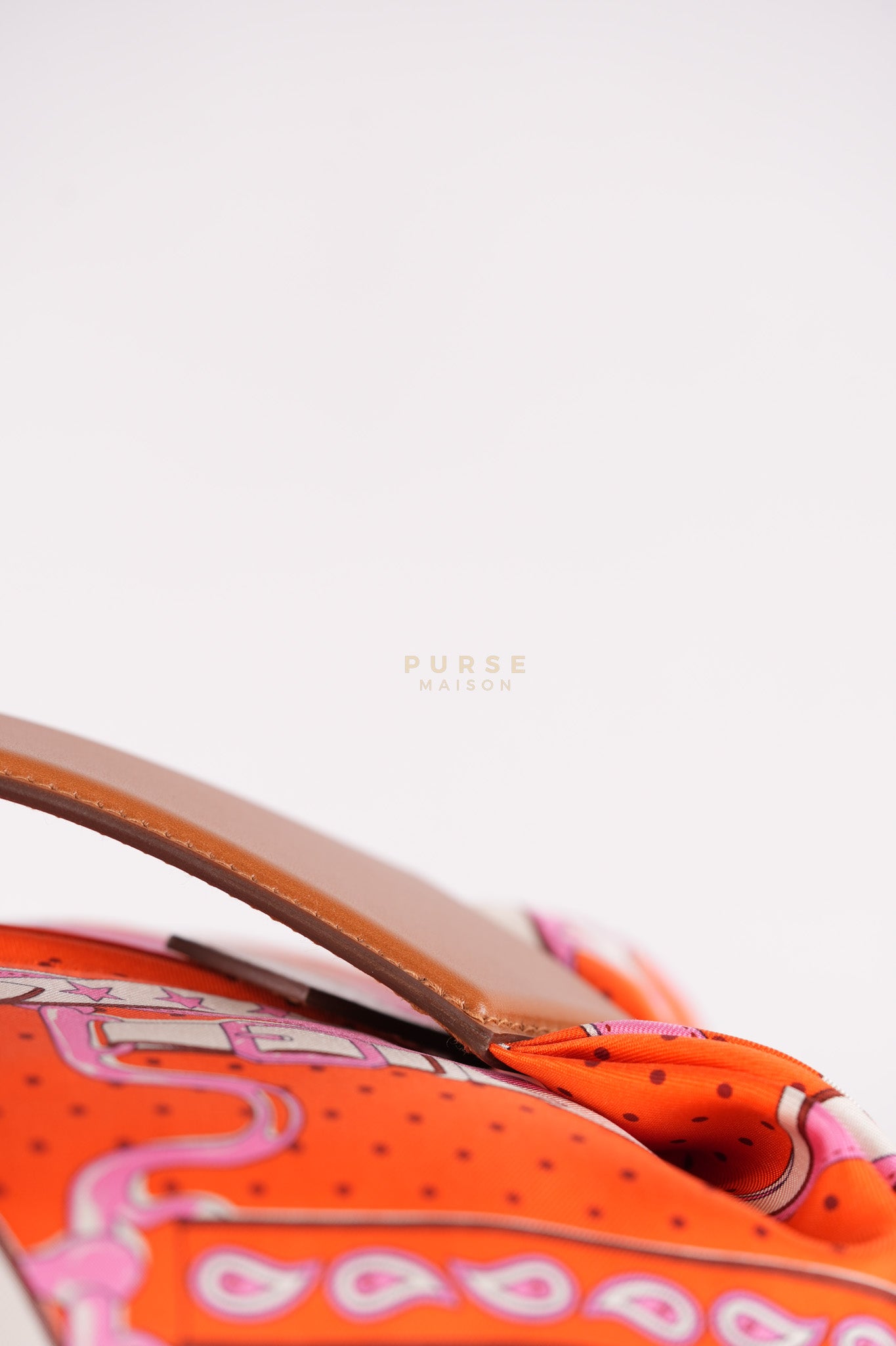 Balusoie in Orange Poppy/Fauve on silk & Hunter Cowhide Leather Stamp B(2023) | Purse Maison Luxury Bags Shop