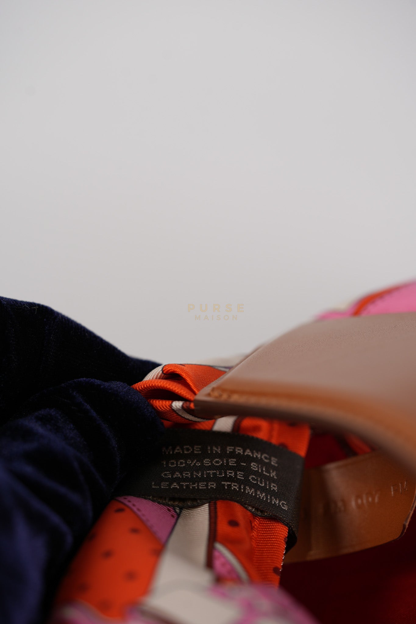 Balusoie in Orange Poppy/Fauve on silk & Hunter Cowhide Leather Stamp B(2023) | Purse Maison Luxury Bags Shop