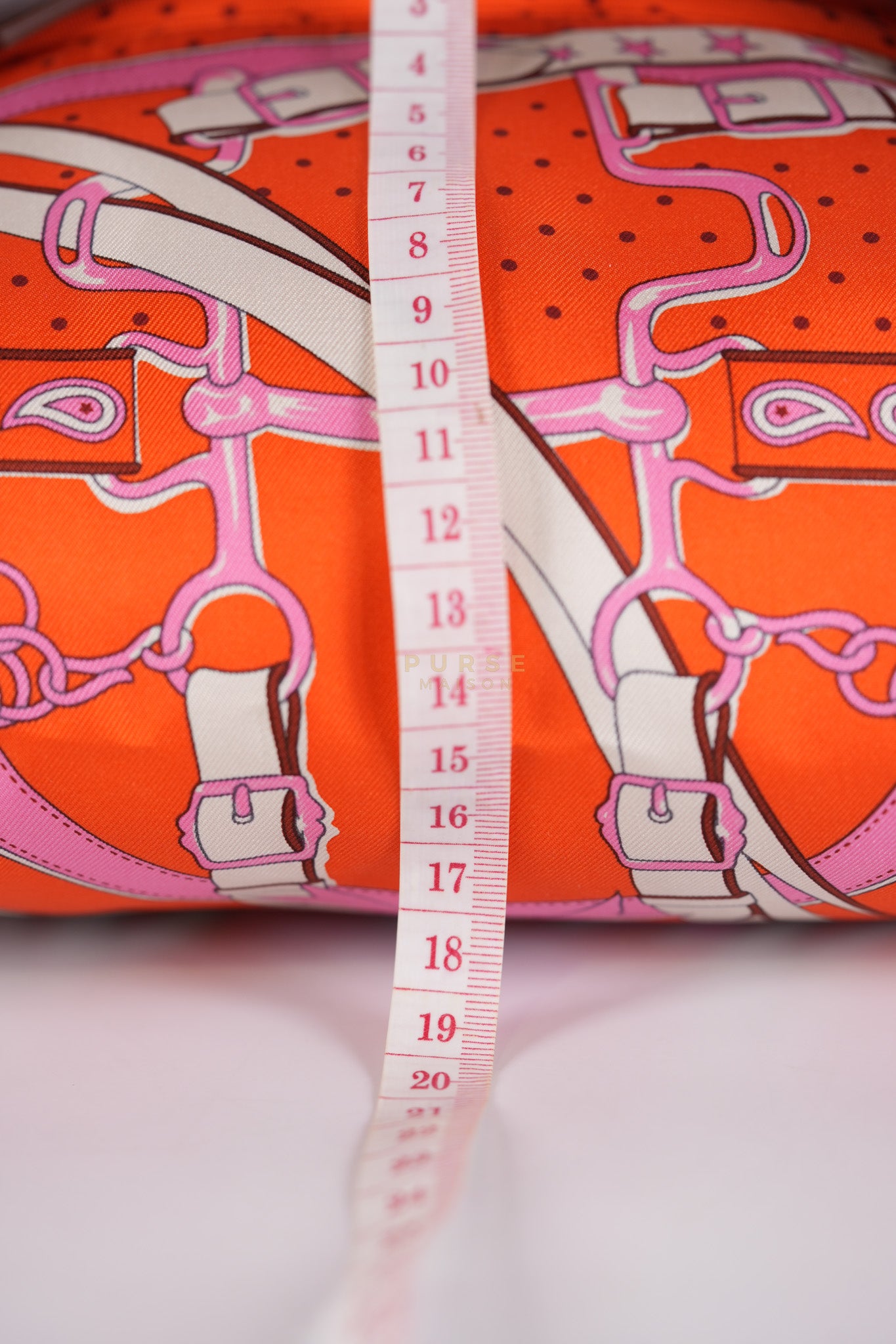 Balusoie in Orange Poppy/Fauve on silk & Hunter Cowhide Leather Stamp B(2023) | Purse Maison Luxury Bags Shop