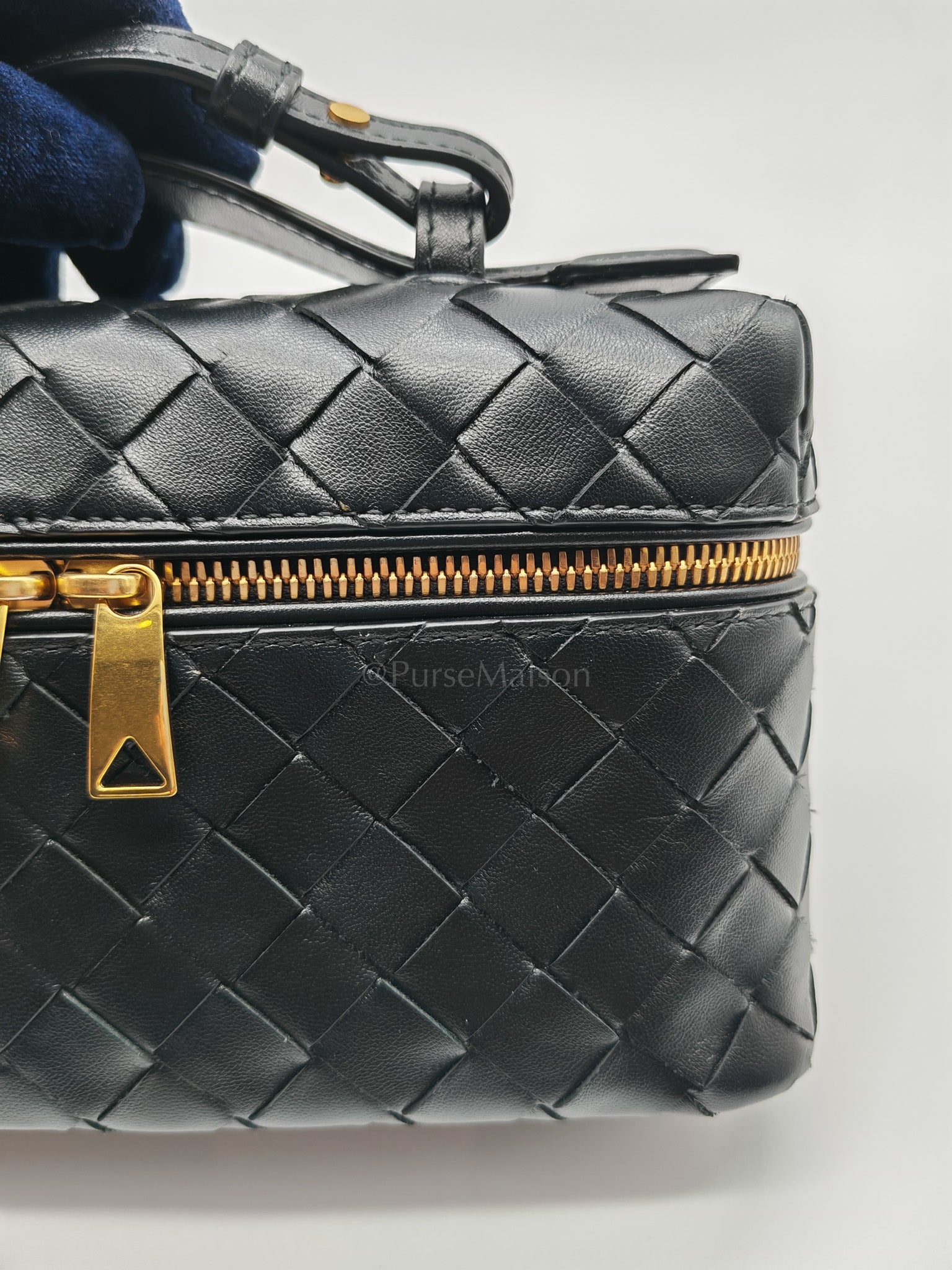 Bang Bang Vanity Case in Black Intrecciato Leather Crossbody Bag | Purse Maison Luxury Bags Shop