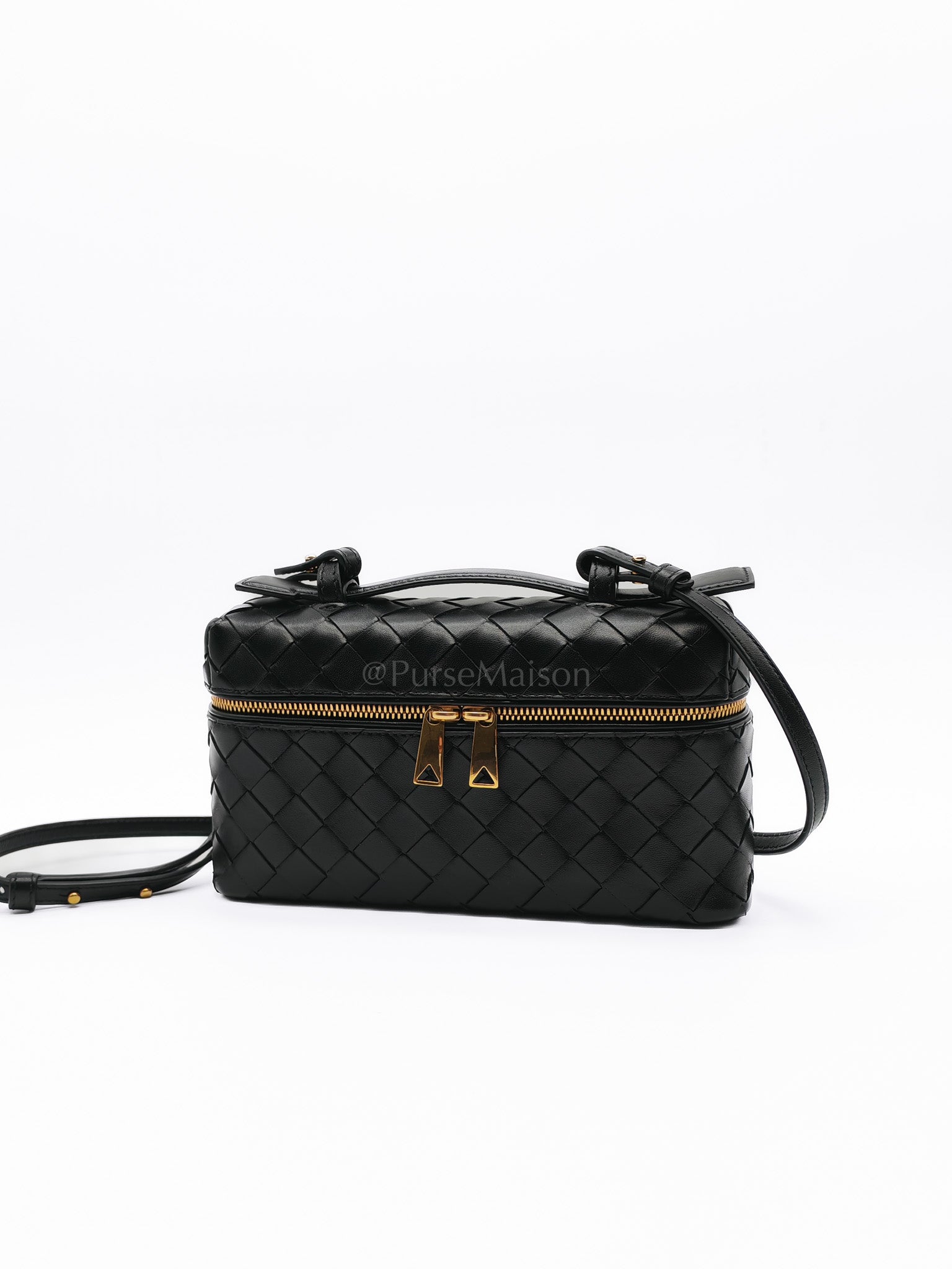Bang Bang Vanity Case in Black Intrecciato Leather Crossbody Bag | Purse Maison Luxury Bags Shop