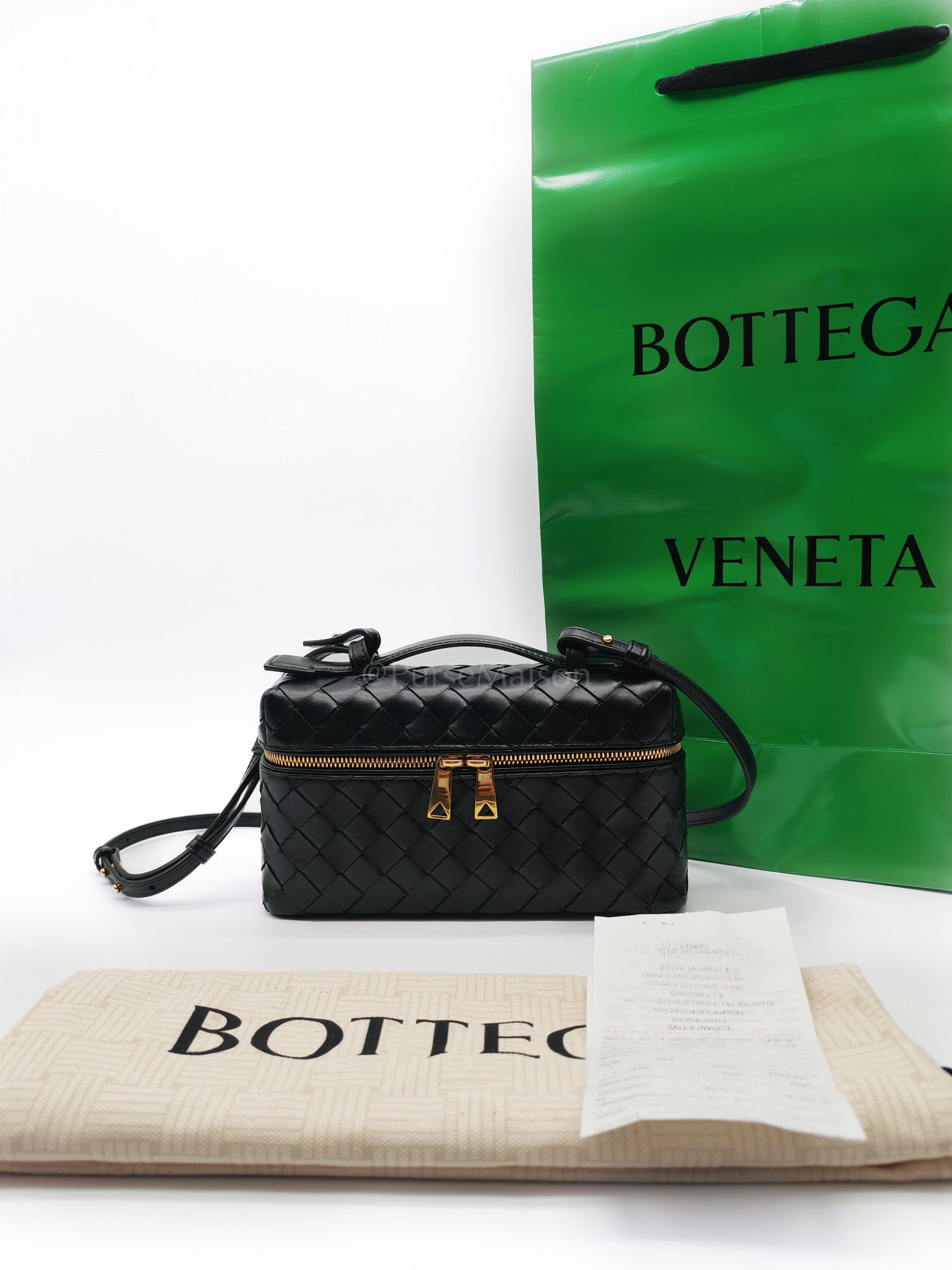 Bang Bang Vanity Case in Black Intrecciato Leather Crossbody Bag | Purse Maison Luxury Bags Shop