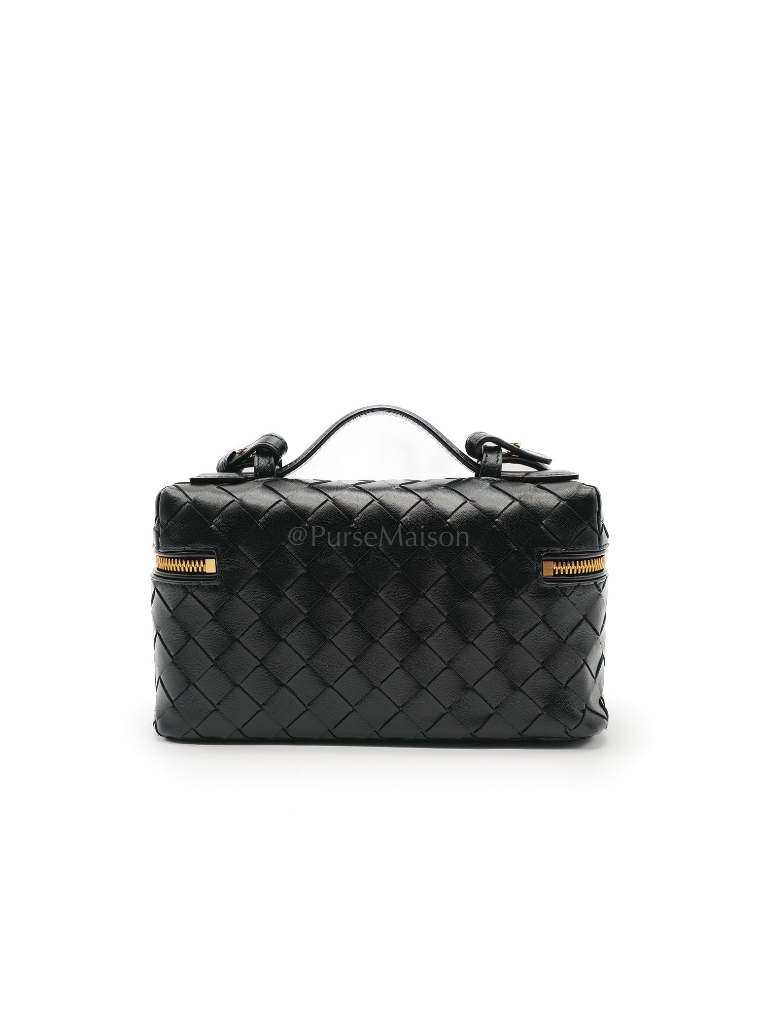 Bang Bang Vanity Case in Black Intrecciato Leather Crossbody Bag | Purse Maison Luxury Bags Shop