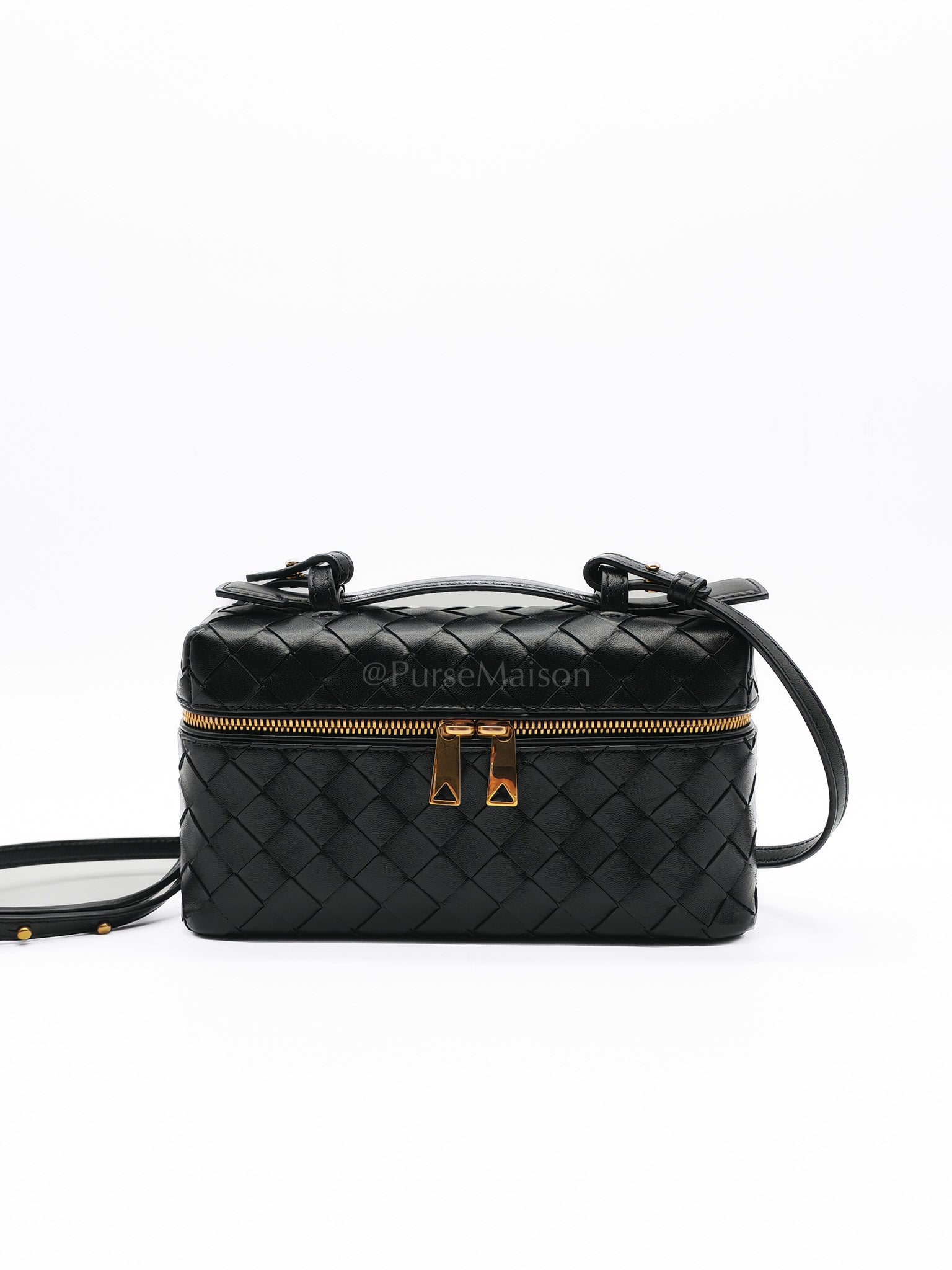 Bang Bang Vanity Case in Black Intrecciato Leather Crossbody Bag | Purse Maison Luxury Bags Shop