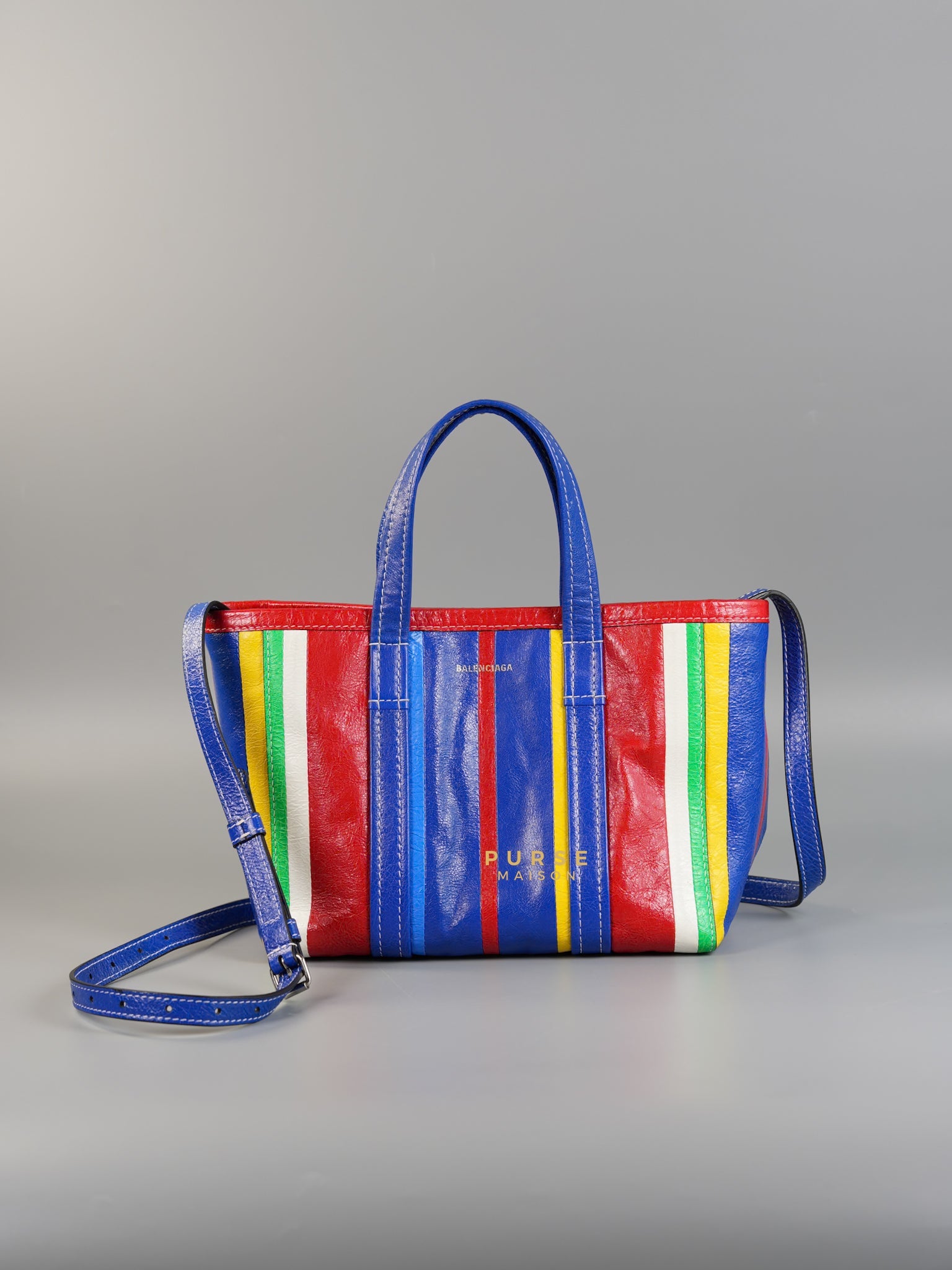 Barbes Small East West Multicolor Striped Tote Bag Purse