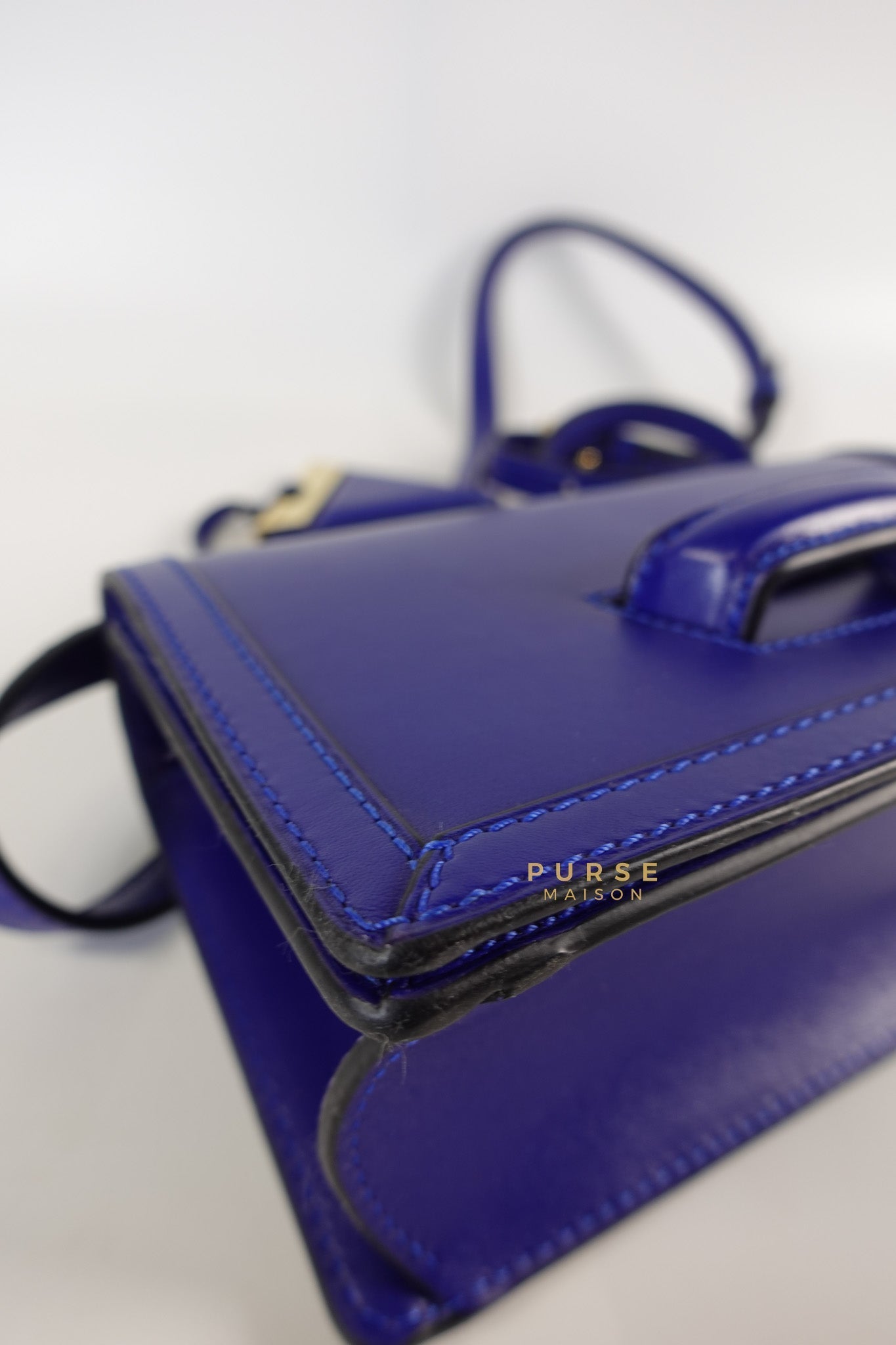 Barcelona in Royal Blue and Silk Calfskin Leather Crossbody Bag | Purse Maison Luxury Bags Shop