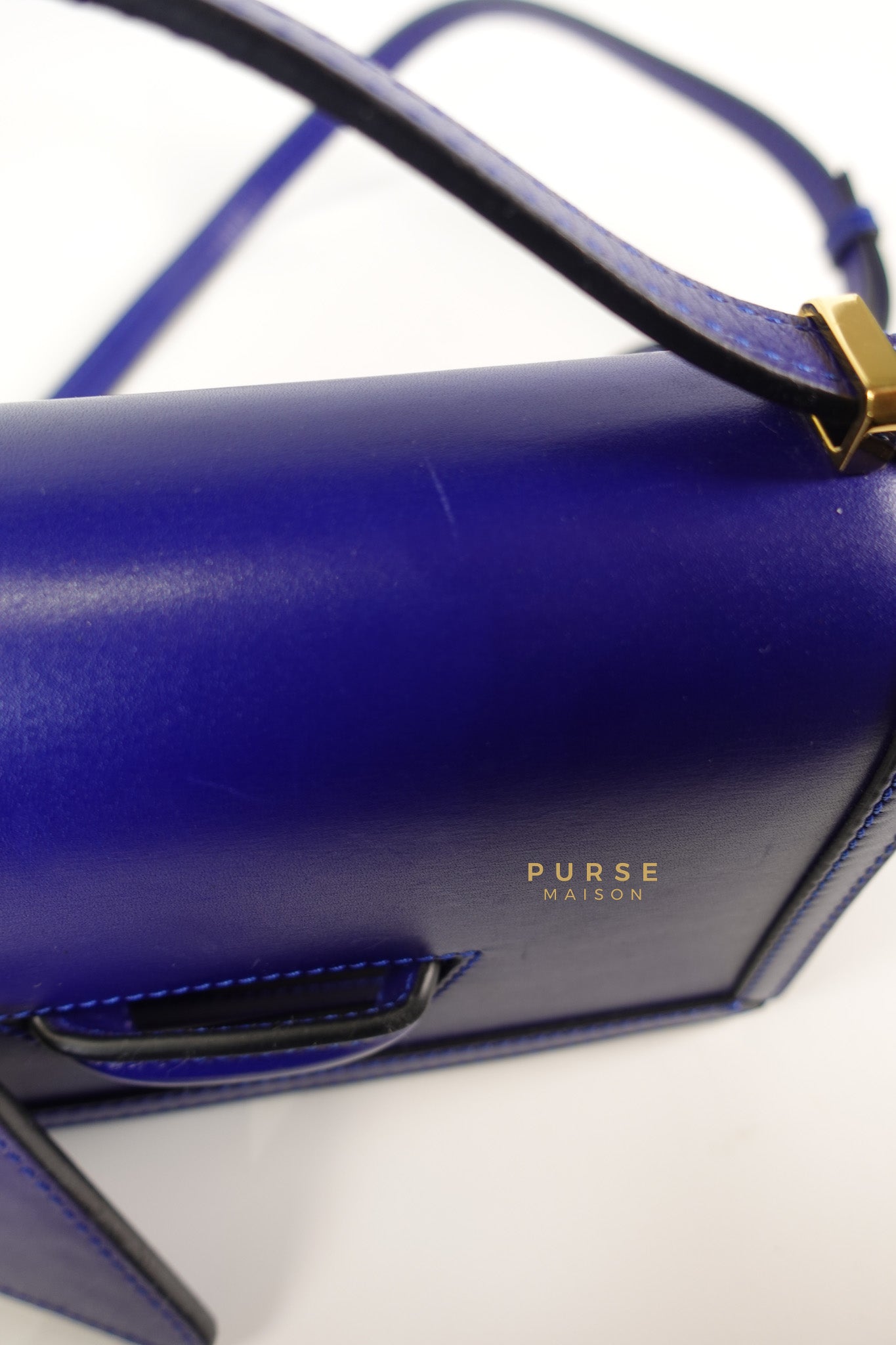 Barcelona in Royal Blue and Silk Calfskin Leather Crossbody Bag | Purse Maison Luxury Bags Shop