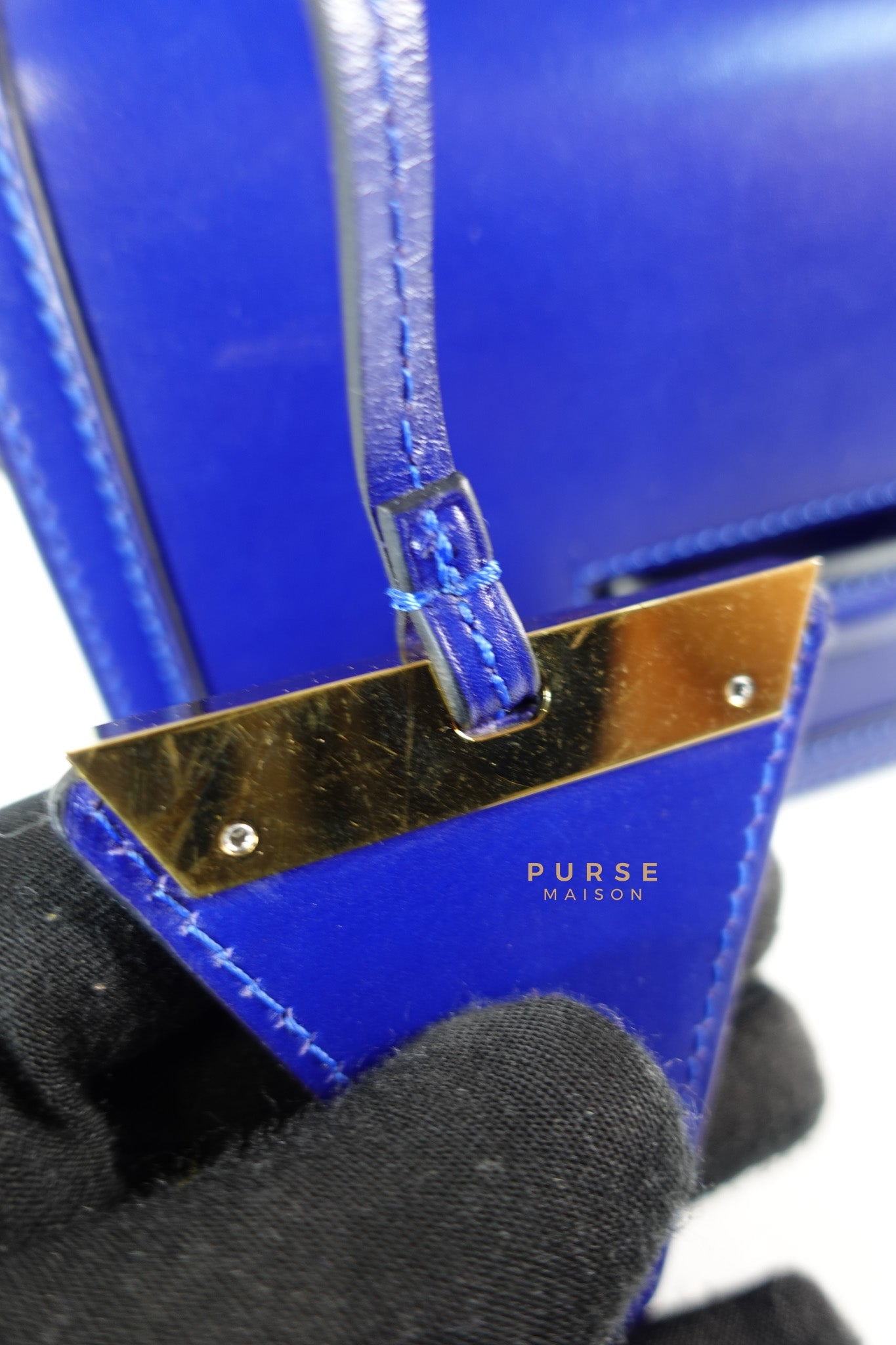 Barcelona in Royal Blue and Silk Calfskin Leather Crossbody Bag | Purse Maison Luxury Bags Shop