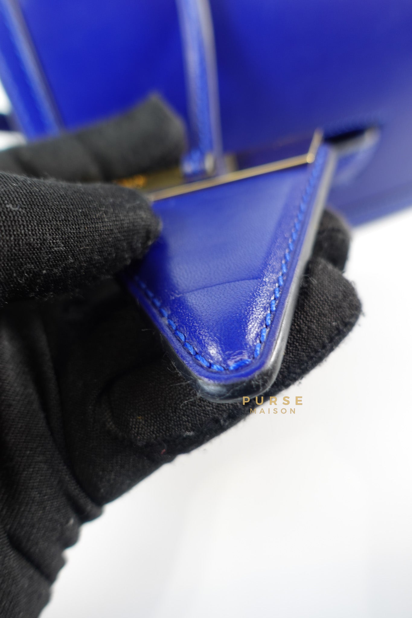 Barcelona in Royal Blue and Silk Calfskin Leather Crossbody Bag | Purse Maison Luxury Bags Shop