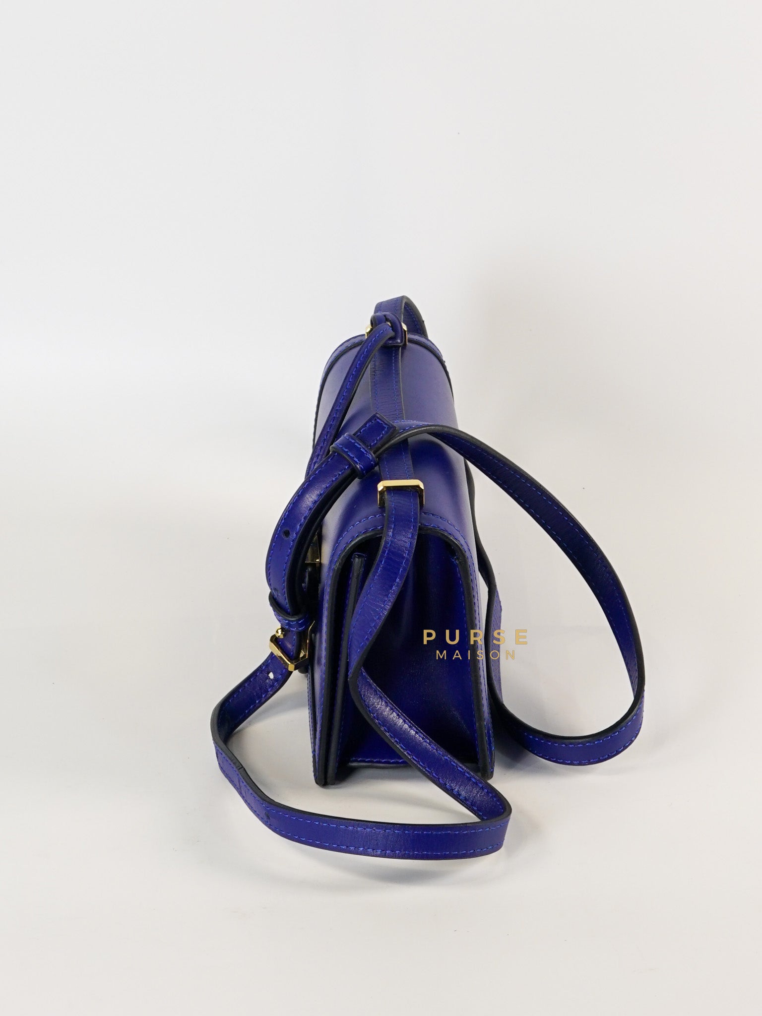 Barcelona in Royal Blue and Silk Calfskin Leather Crossbody Bag | Purse Maison Luxury Bags Shop