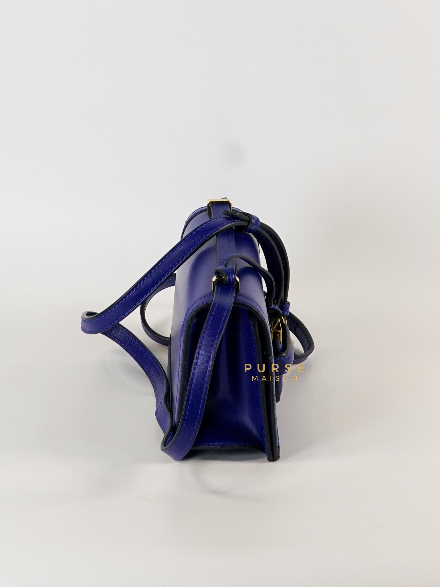 Barcelona in Royal Blue and Silk Calfskin Leather Crossbody Bag | Purse Maison Luxury Bags Shop