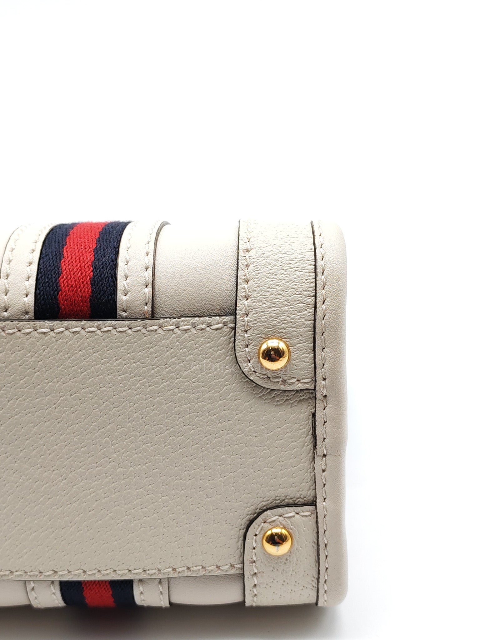 Bauletto Duffle Top Handle Bag Mini in Mystic White Koi Calfskin Web Leather | Purse Maison Luxury Bags Shop