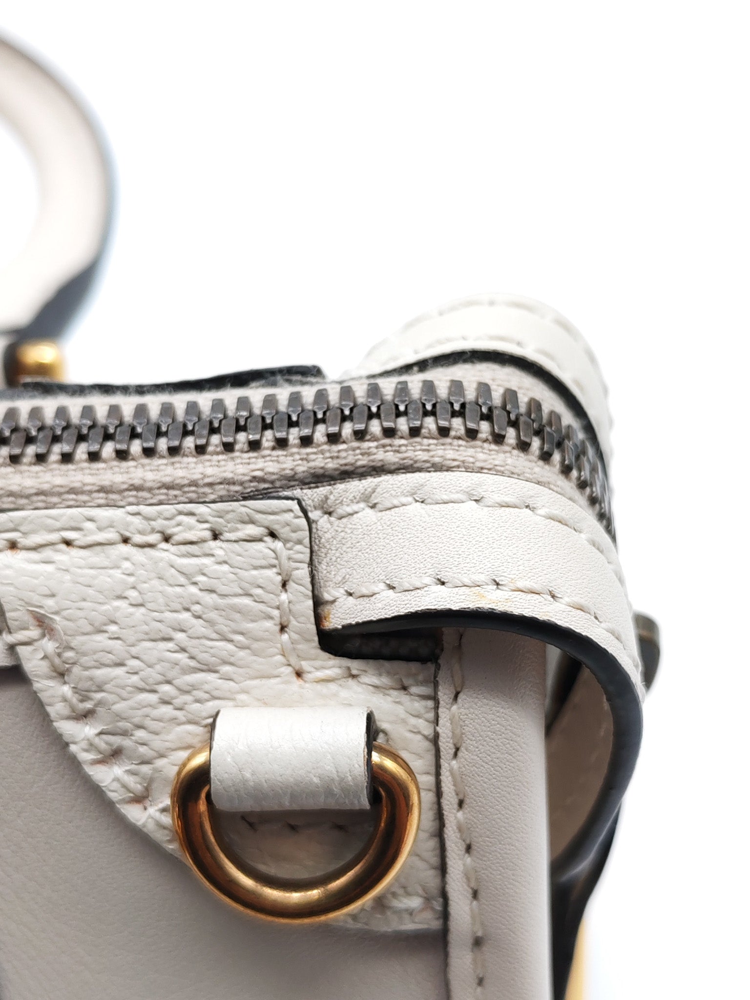 Bauletto Duffle Top Handle Bag Mini in Mystic White Koi Calfskin Web Leather | Purse Maison Luxury Bags Shop