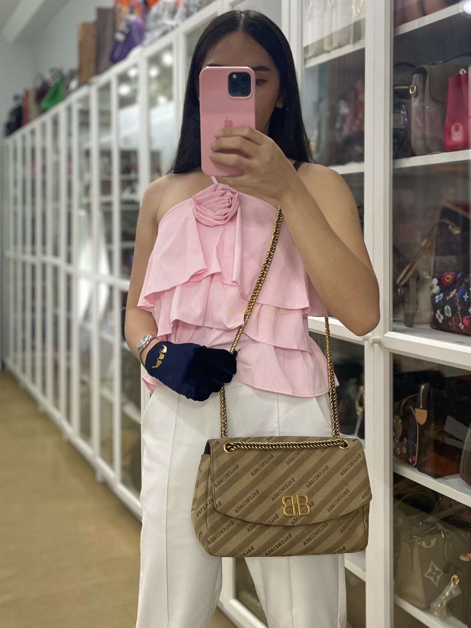 BB logo Chain Monogram Shoulder Bag | Purse Maison Luxury Bags Shop