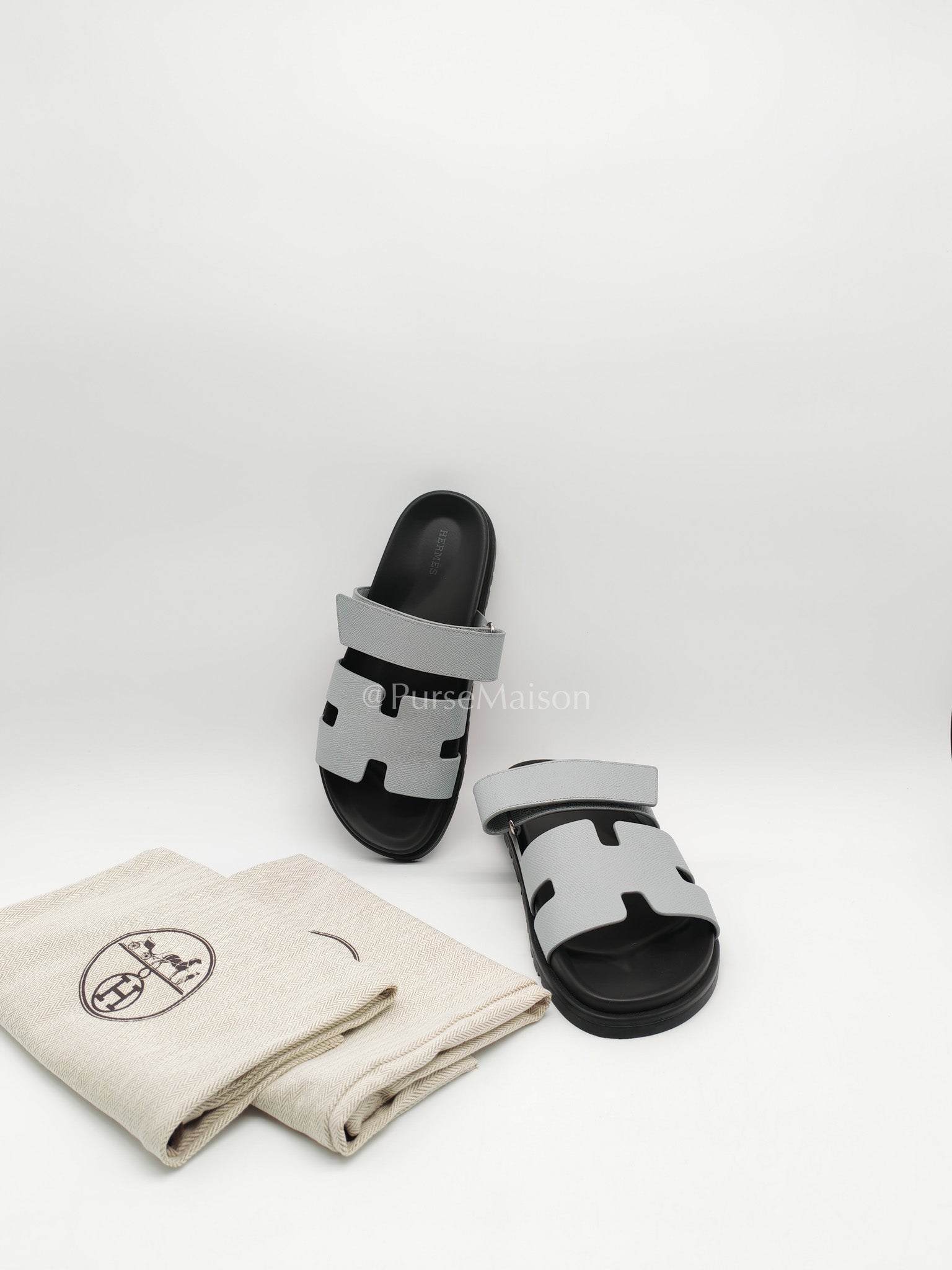 Hermes Chypre Sandals gris nuage size 40