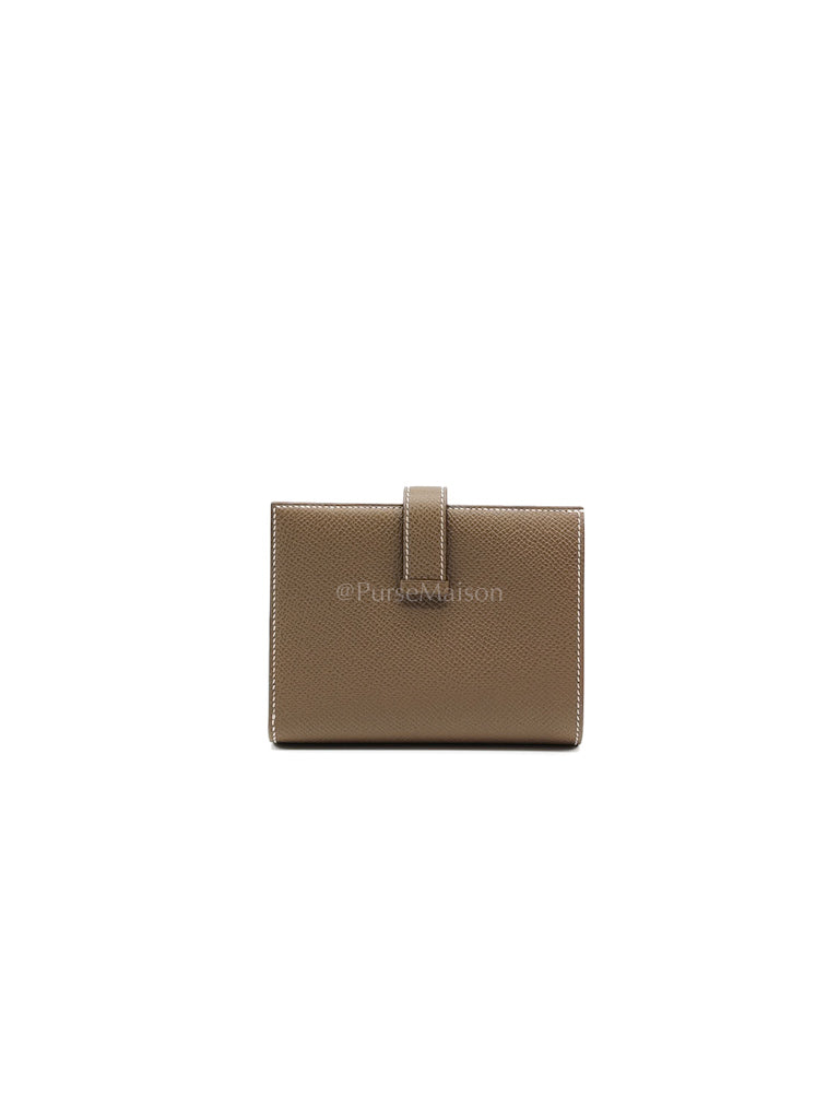 Bearn Bifold in Etoupe Epsom Leather and Gold Hardware Stamp K (2025) | Purse Maison Luxury Bags Shop