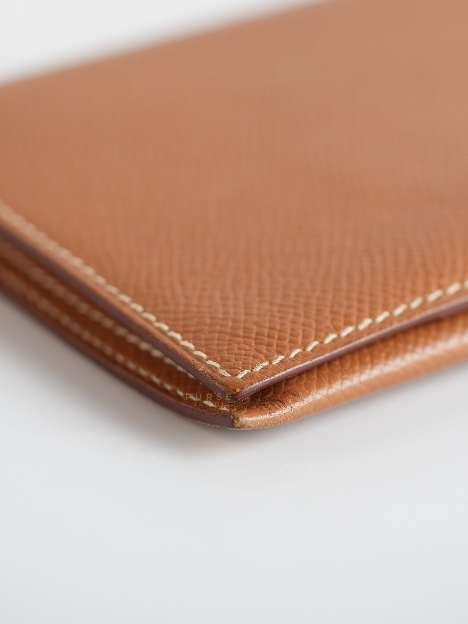 Bearn Bifold Wallet in Gold Courchevel Leather and Gold Hardware Stamp Square C (1999) | Purse Maison Luxury Bags Shop