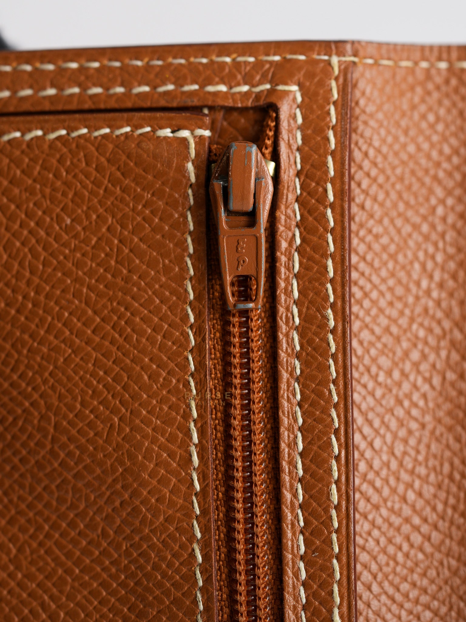 Bearn Bifold Wallet in Gold Courchevel Leather and Gold Hardware Stamp Square C (1999) | Purse Maison Luxury Bags Shop