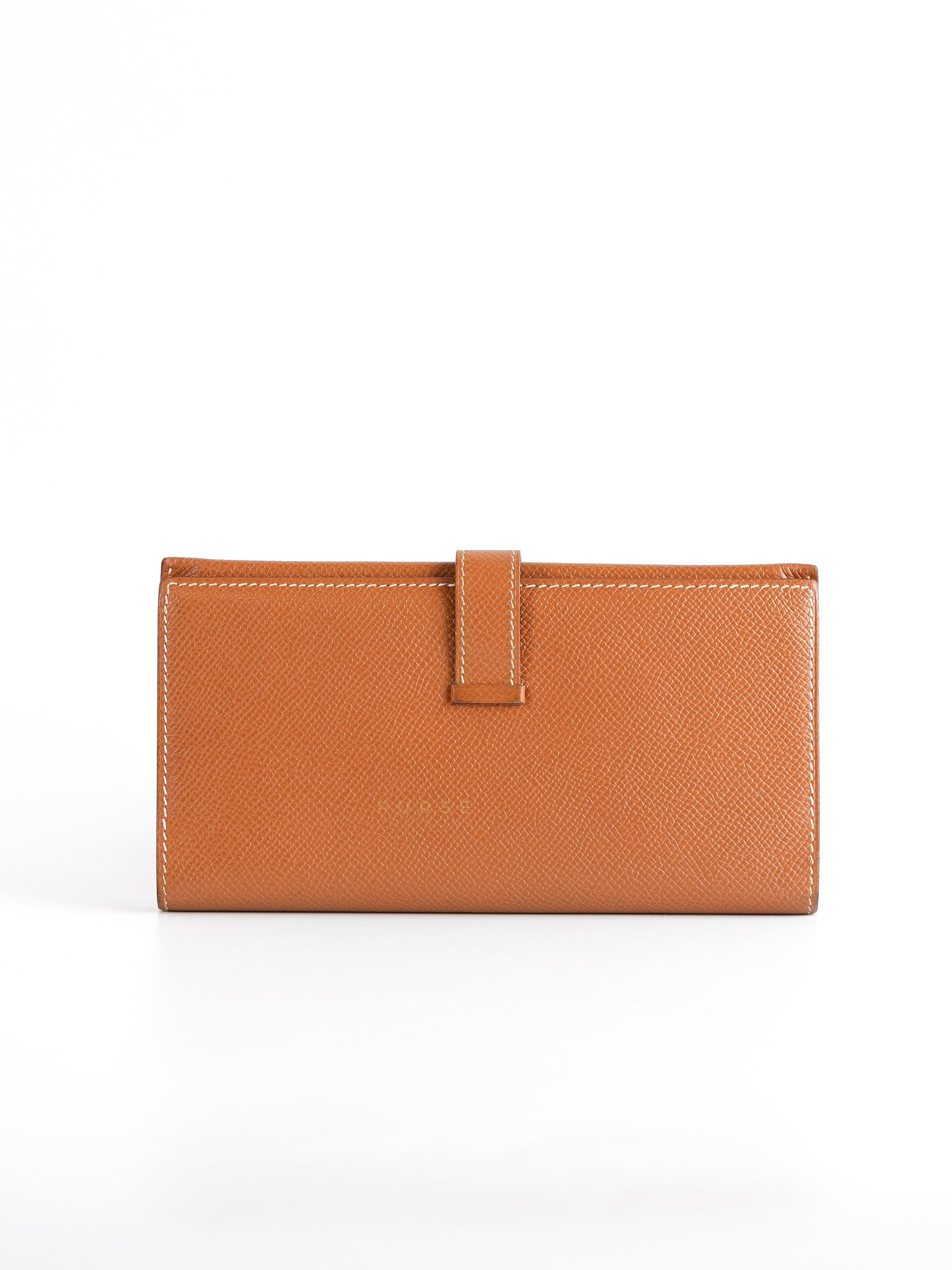 Bearn Bifold Wallet in Gold Courchevel Leather and Gold Hardware Stamp Square C (1999) | Purse Maison Luxury Bags Shop