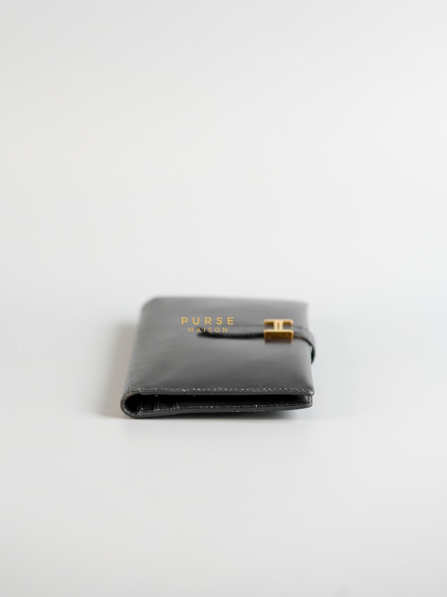 Bearn Black Classic Bifold Calf Leather Long Wallet | Purse Maison Luxury Bags Shop