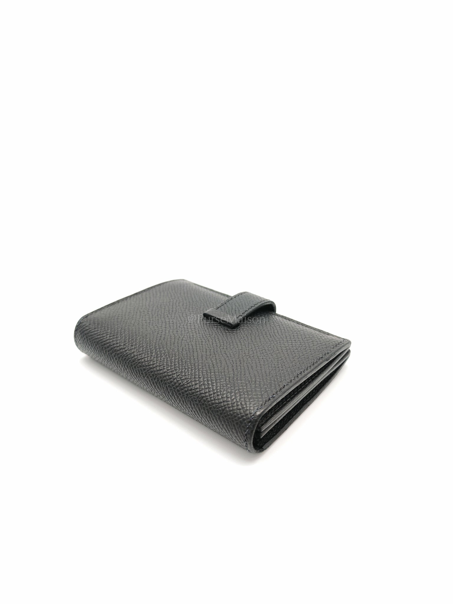 Bearn in Black Epsom Leather and Gold Hardware Card Holder Stamp B (2023) | Purse Maison Luxury Bags Shop