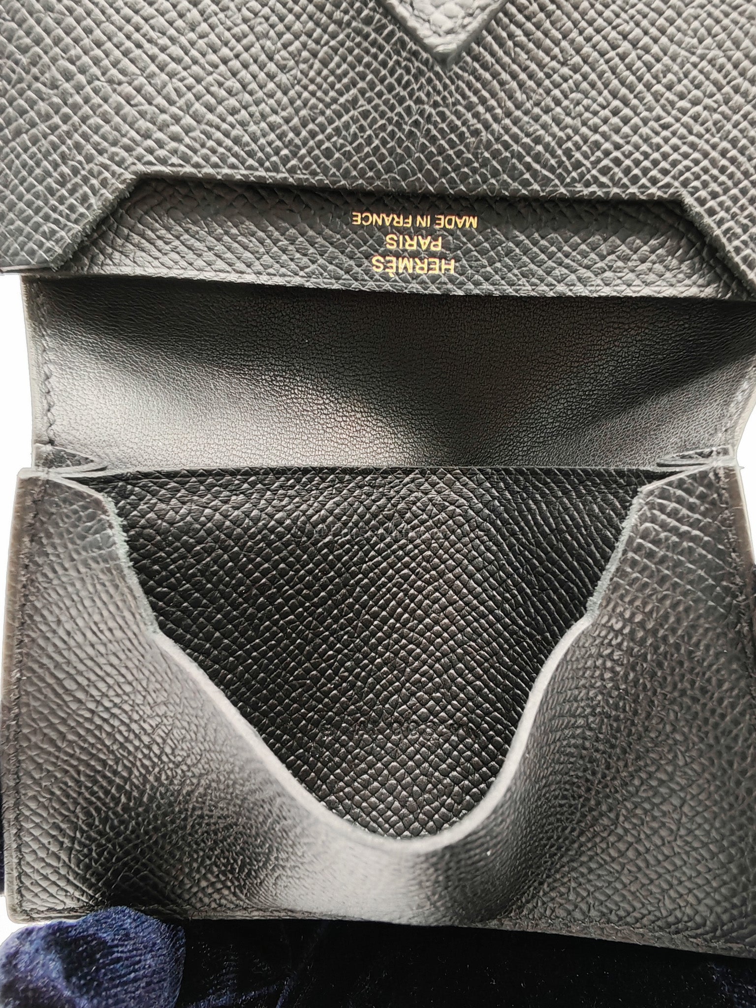 Bearn in Black Epsom Leather and Gold Hardware Card Holder Stamp B (2023) | Purse Maison Luxury Bags Shop