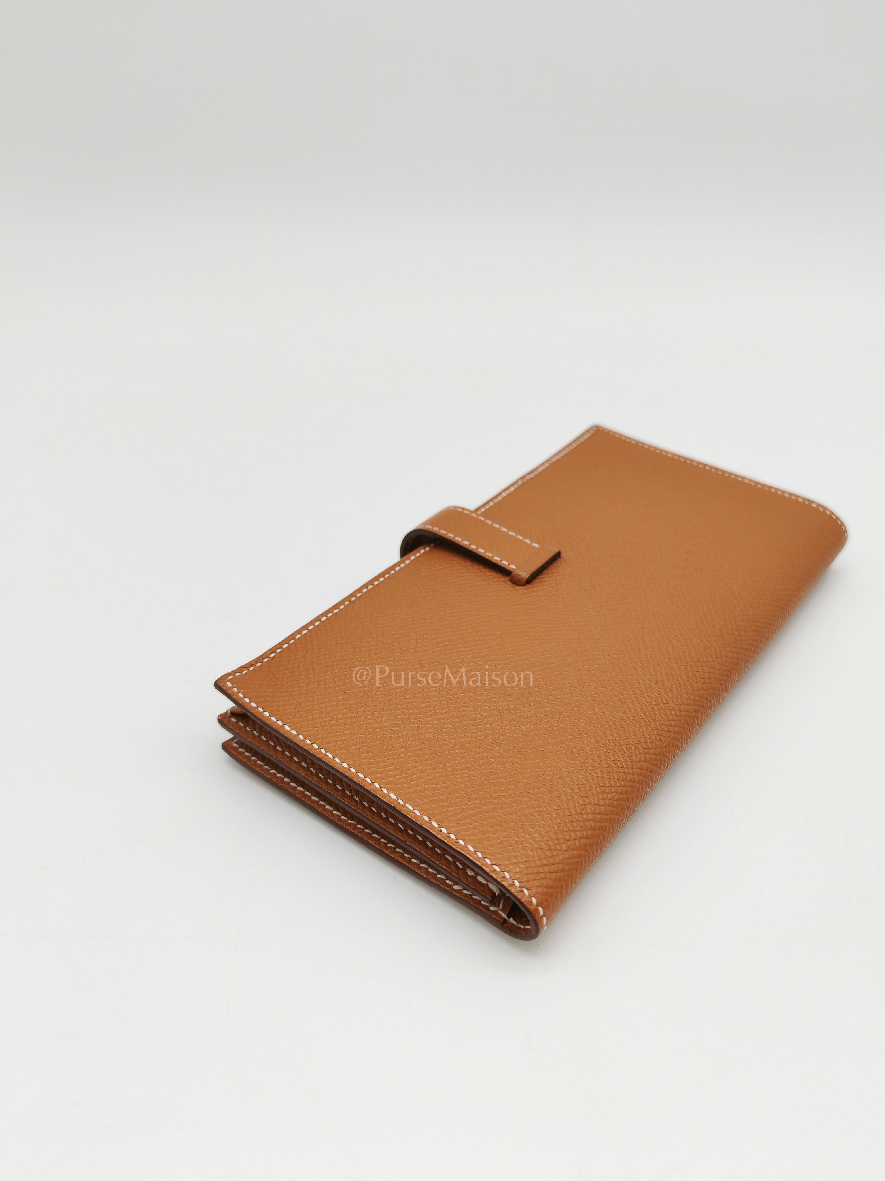 Bearn Long Wallet in Gold Epsom Leather and Gold Hardware Stamp U (2022) | Purse Maison Luxury Bags Shop
