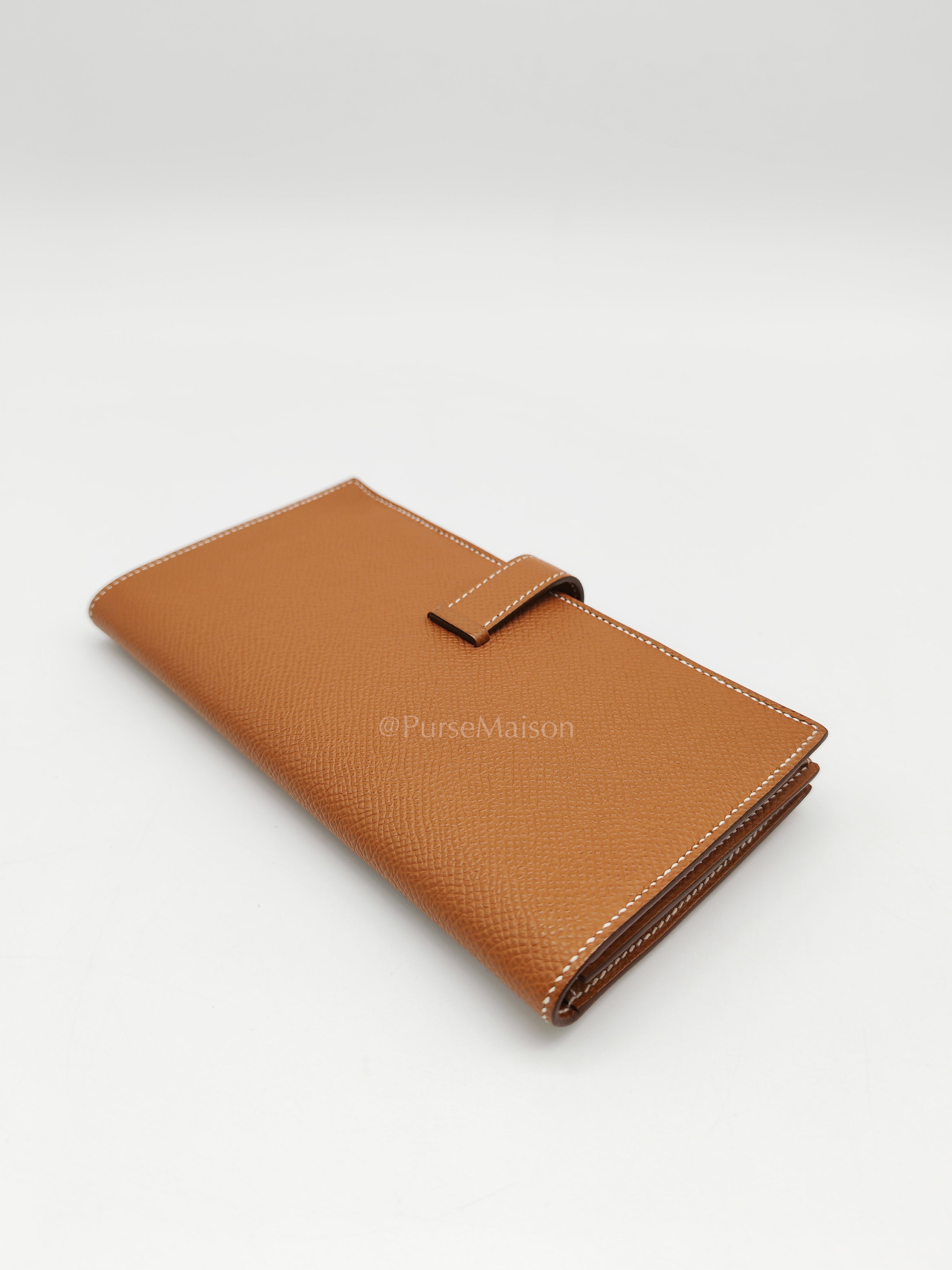 Bearn Long Wallet in Gold Epsom Leather and Gold Hardware Stamp U (2022) | Purse Maison Luxury Bags Shop