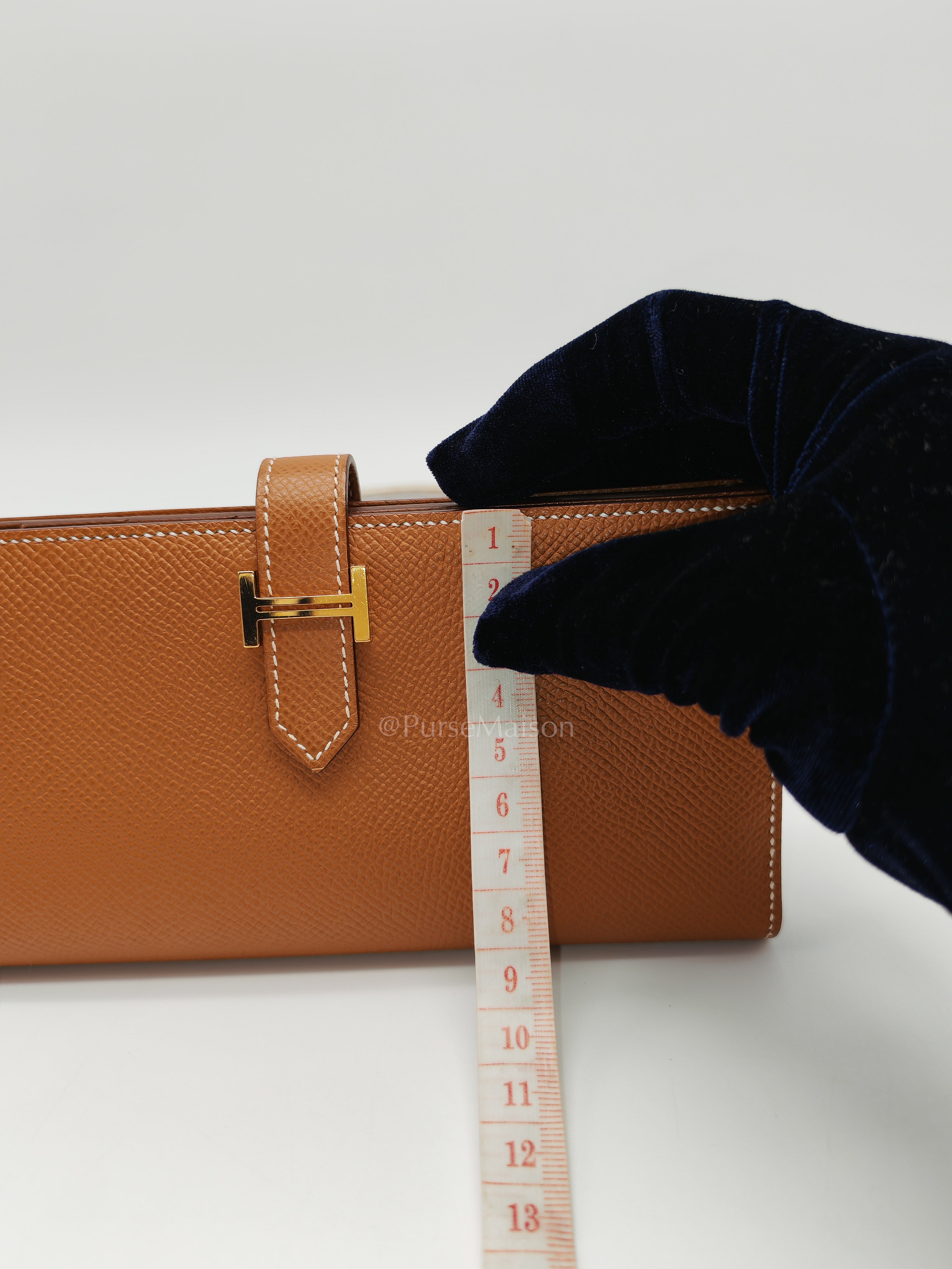 Bearn Long Wallet in Gold Epsom Leather and Gold Hardware Stamp U (2022) | Purse Maison Luxury Bags Shop