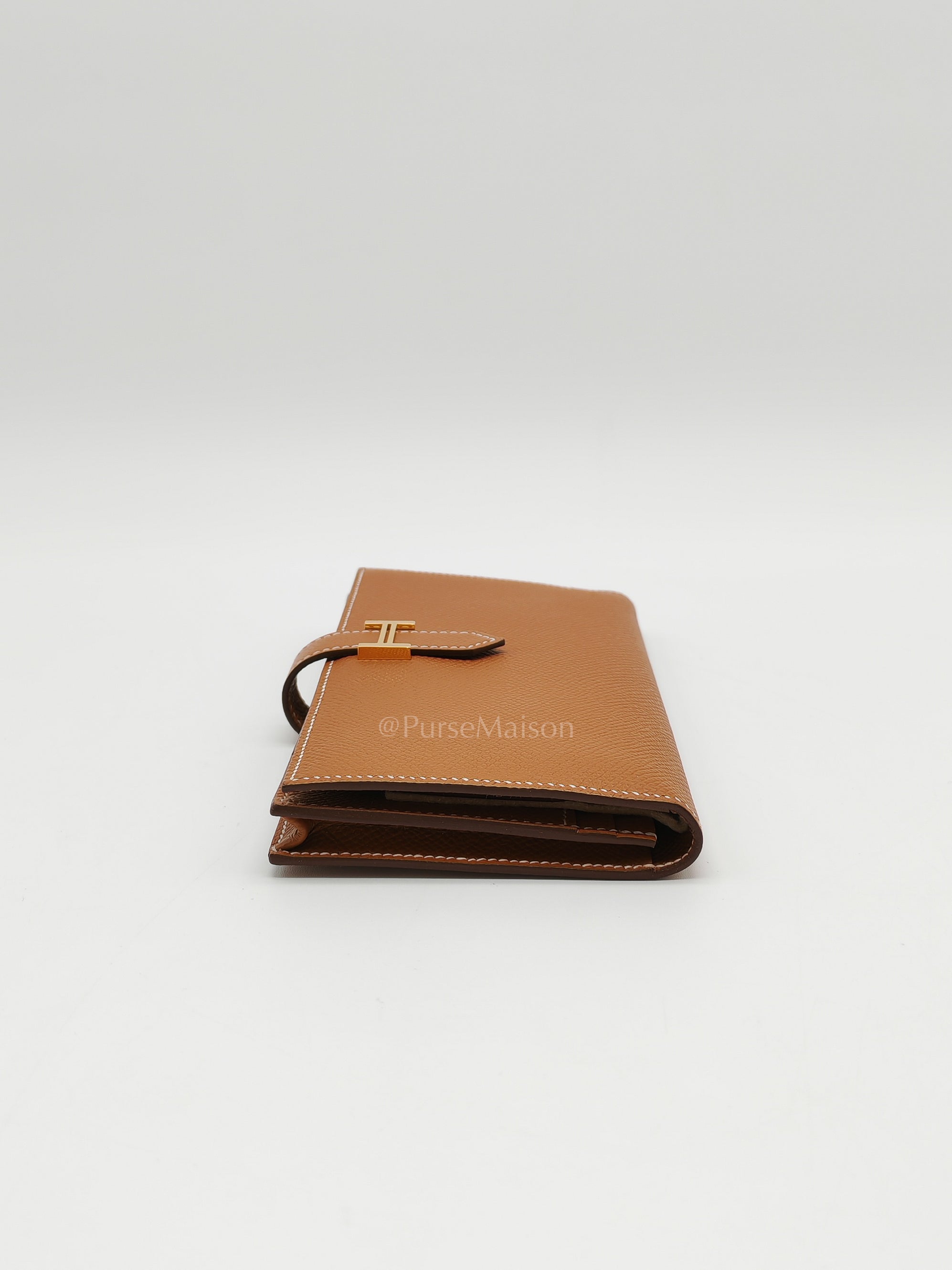 Bearn Long Wallet in Gold Epsom Leather and Gold Hardware Stamp U (2022) | Purse Maison Luxury Bags Shop