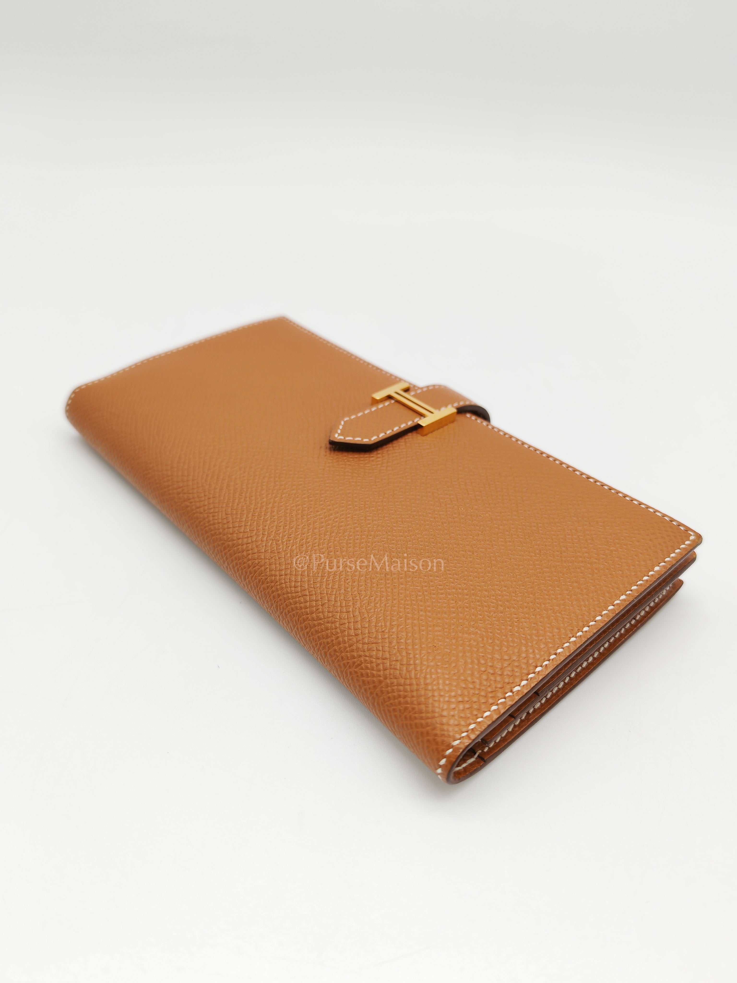 Bearn Long Wallet in Gold Epsom Leather and Gold Hardware Stamp U (2022) | Purse Maison Luxury Bags Shop