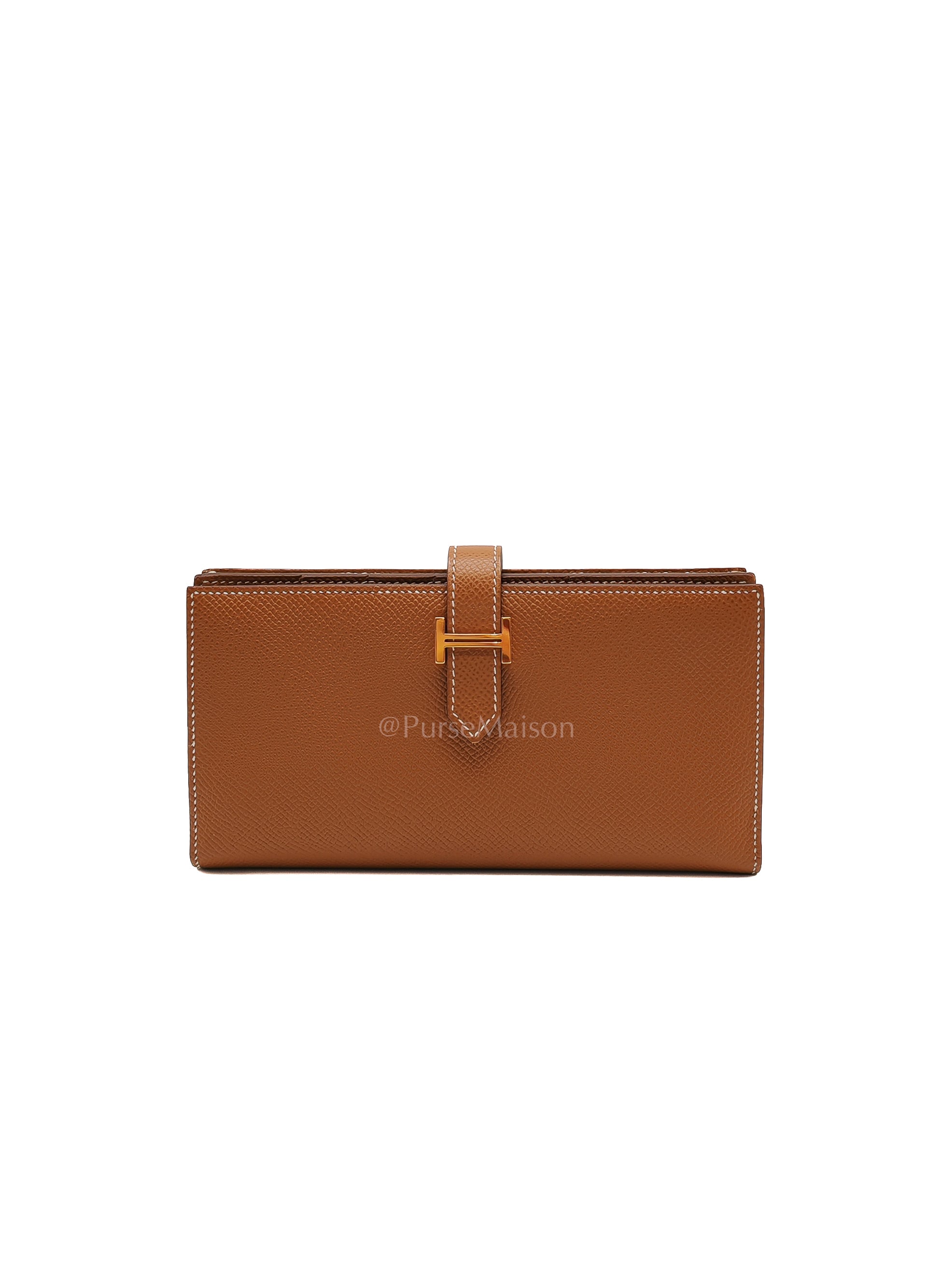 Bearn Long Wallet in Gold Epsom Leather and Gold Hardware Stamp U (2022) | Purse Maison Luxury Bags Shop