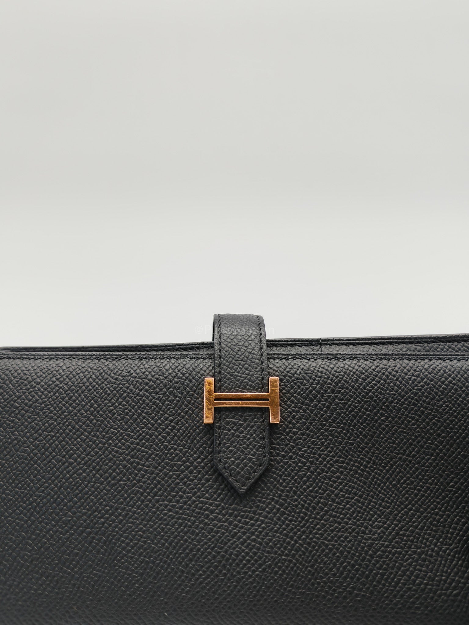 Bearn Long Wallet in Gusset Noir Epsom Leather Gold Hardware Stamp Y(2020) | Purse Maison Luxury Bags Shop