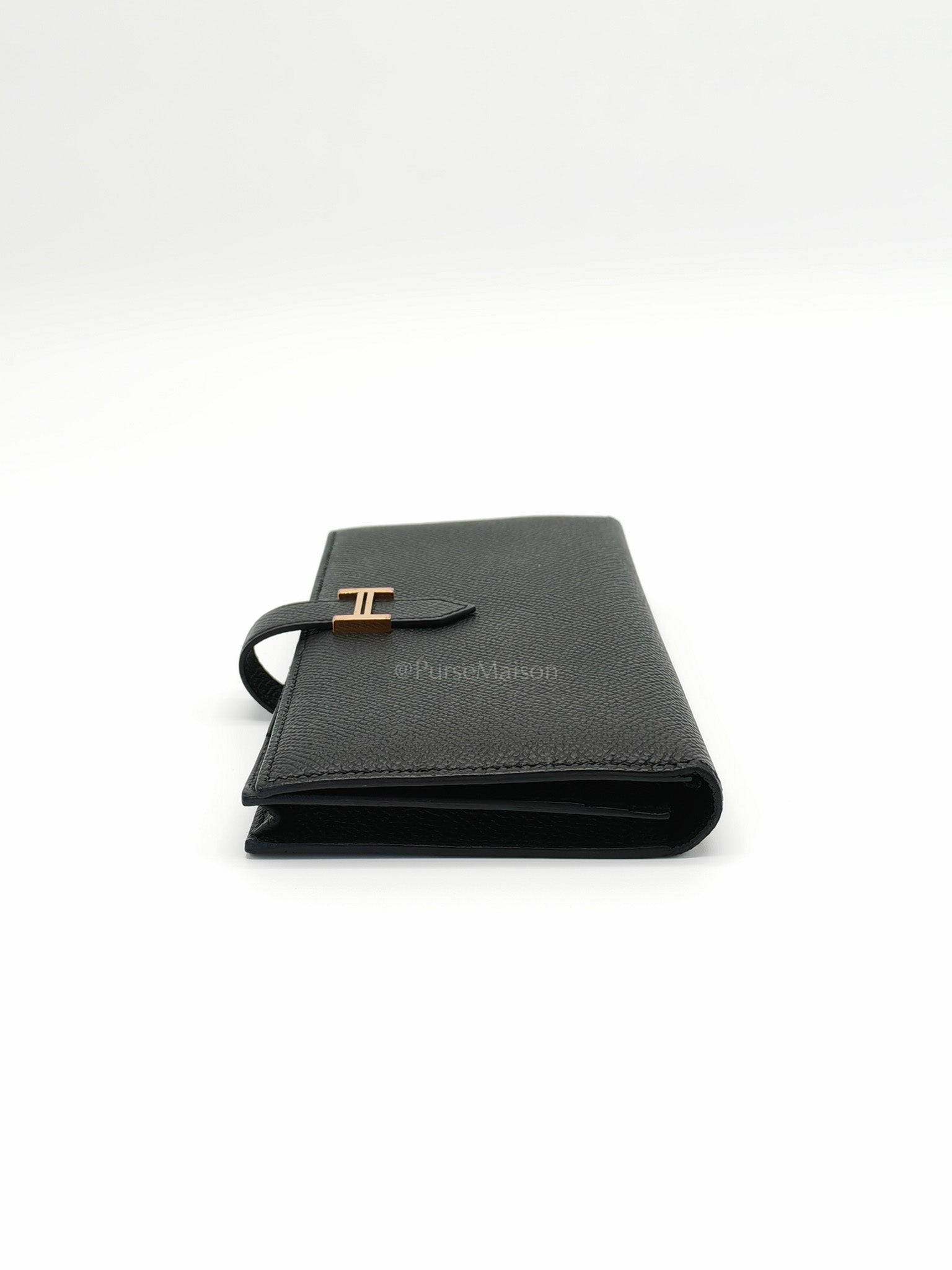 Bearn Long Wallet in Gusset Noir Epsom Leather Gold Hardware Stamp Y(2020) | Purse Maison Luxury Bags Shop