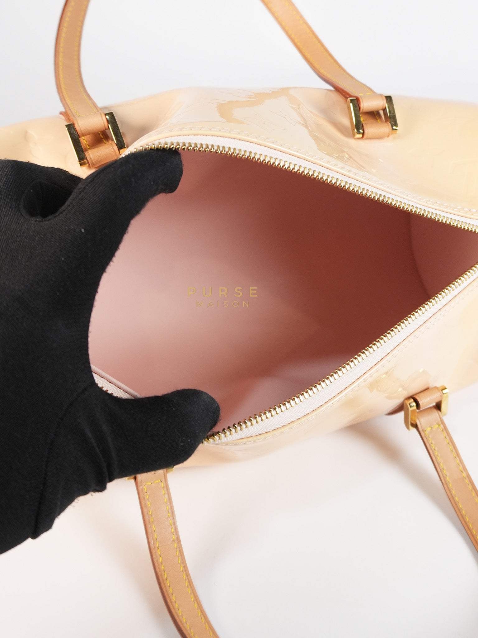 Bedford Bag in Beige Monogram Vernis Leather & Gold Hardware (Date Code: VI0094) | Purse Maison Luxury Bags Shop